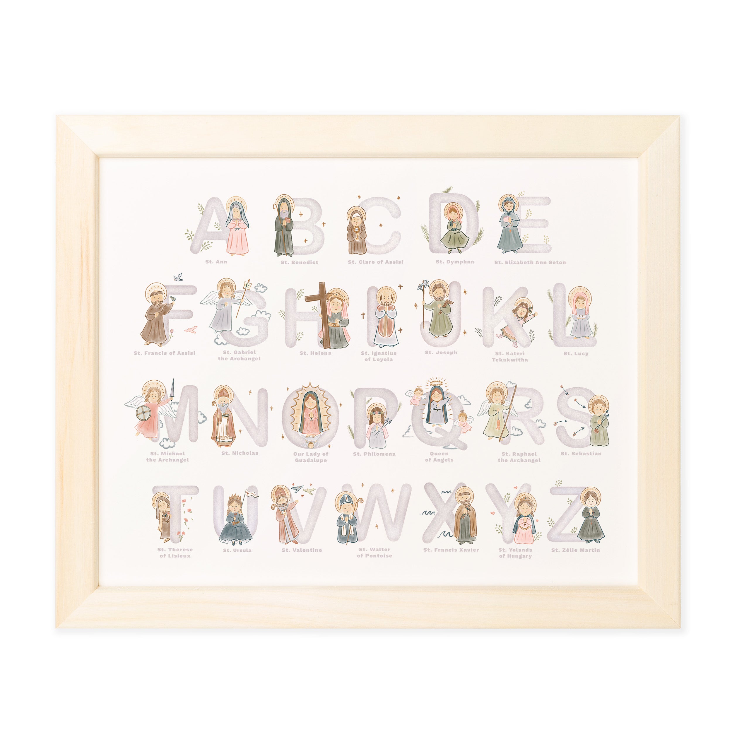 Saints Alphabet Framed Print - 8" x 10"