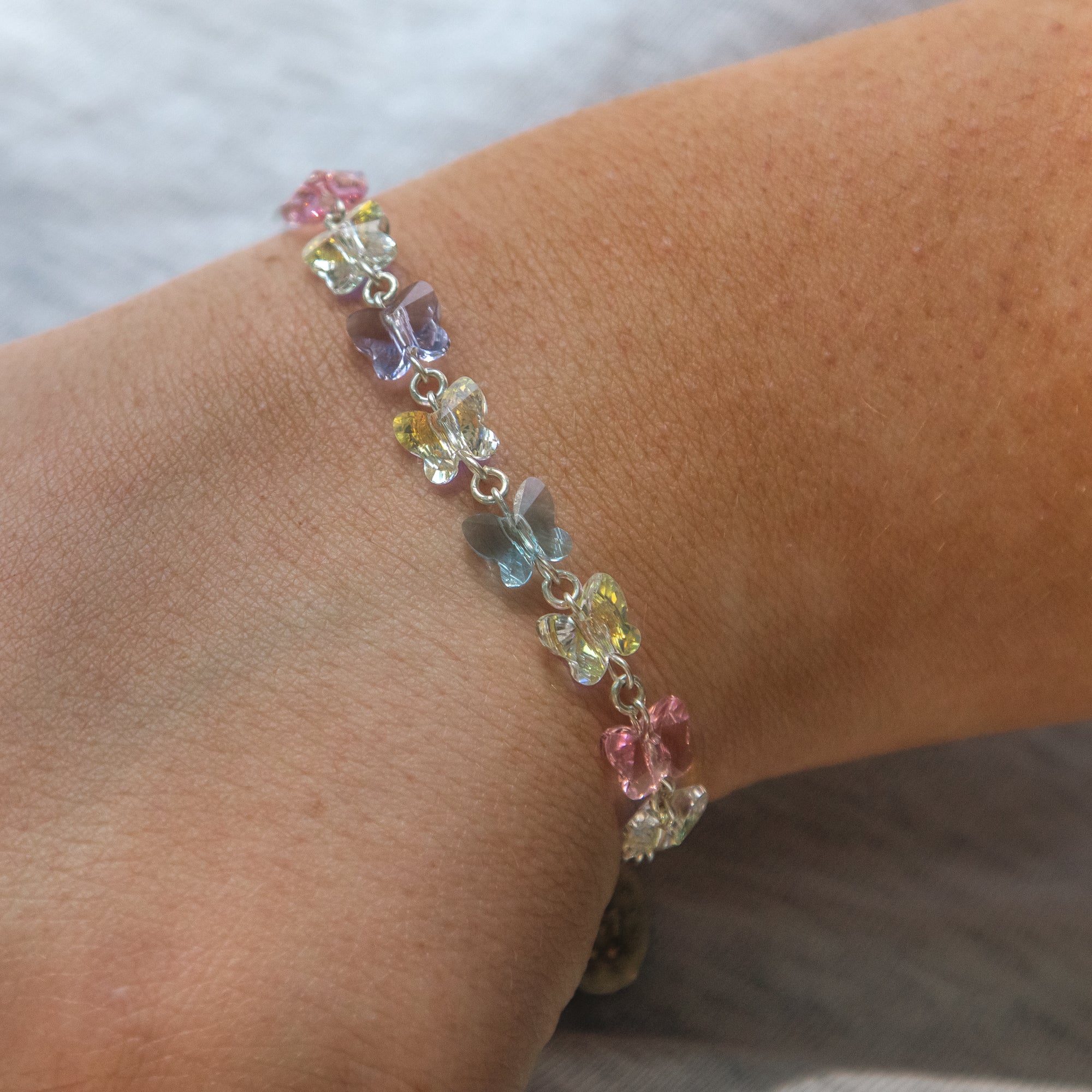 Multicolor Swarovski Butterfly Rosary Bracelet