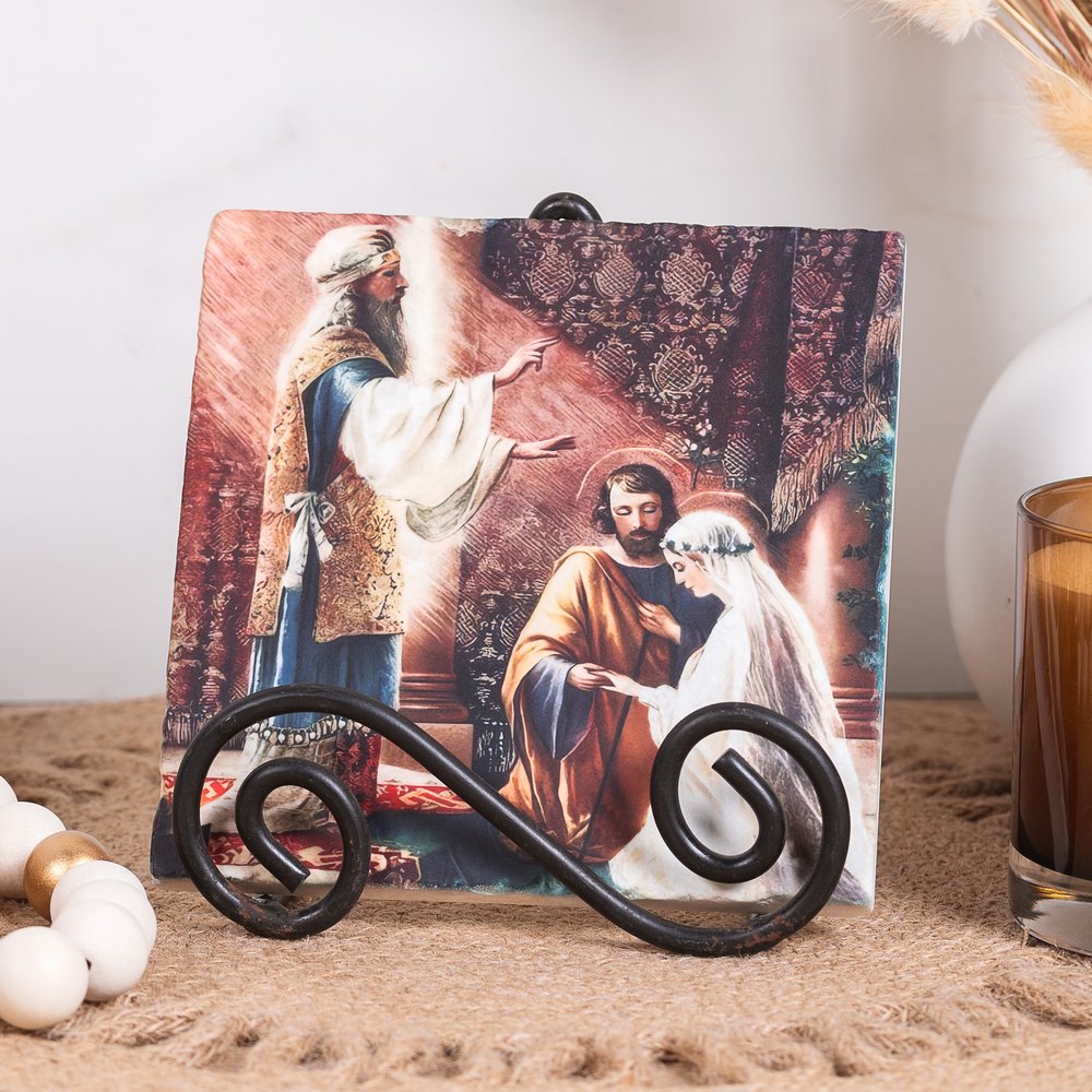 Marriage of Mary & Joseph Tumbled Stone Tile - 6" x 6"