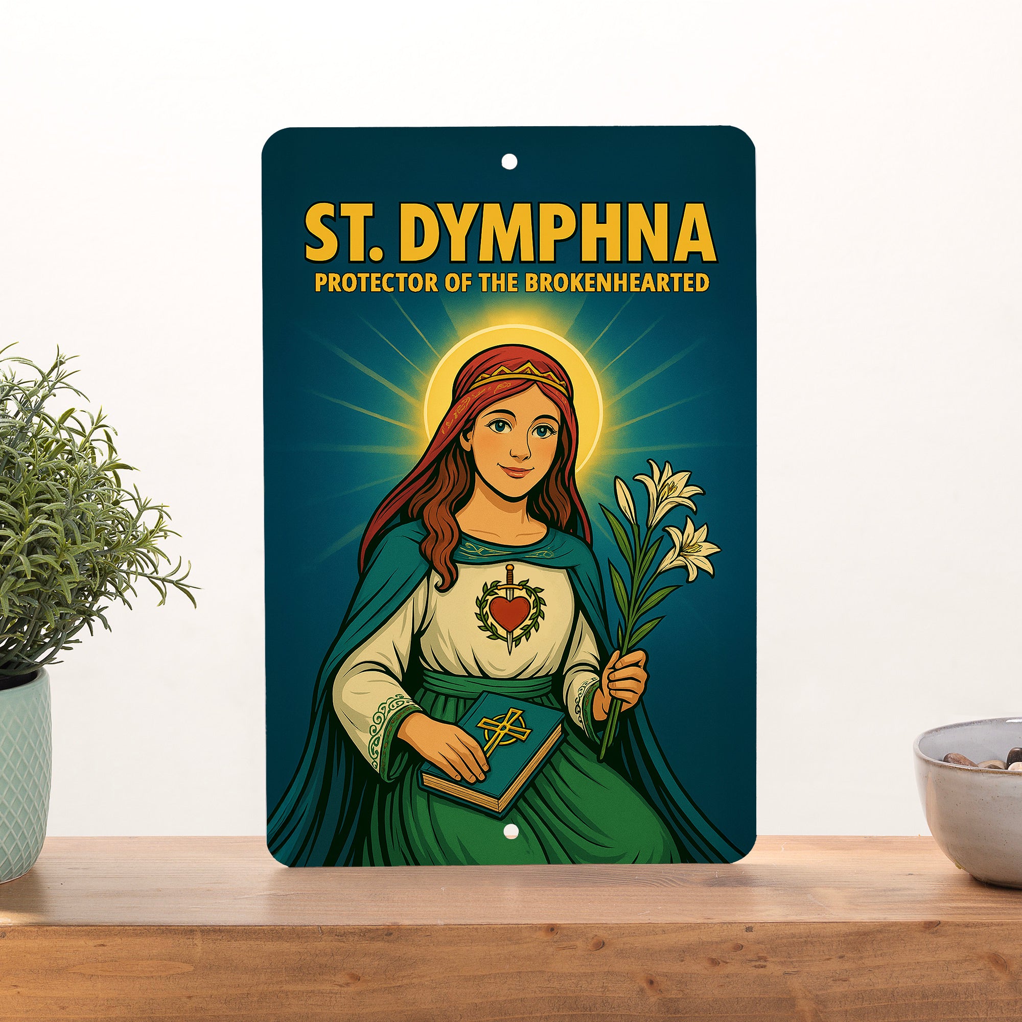 St. Dymphna Superhero Tin Sign