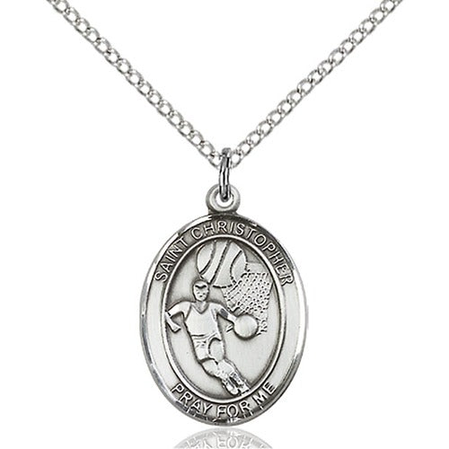 St. Christopher Basketball Pendant, Bliss, Sterling Silver