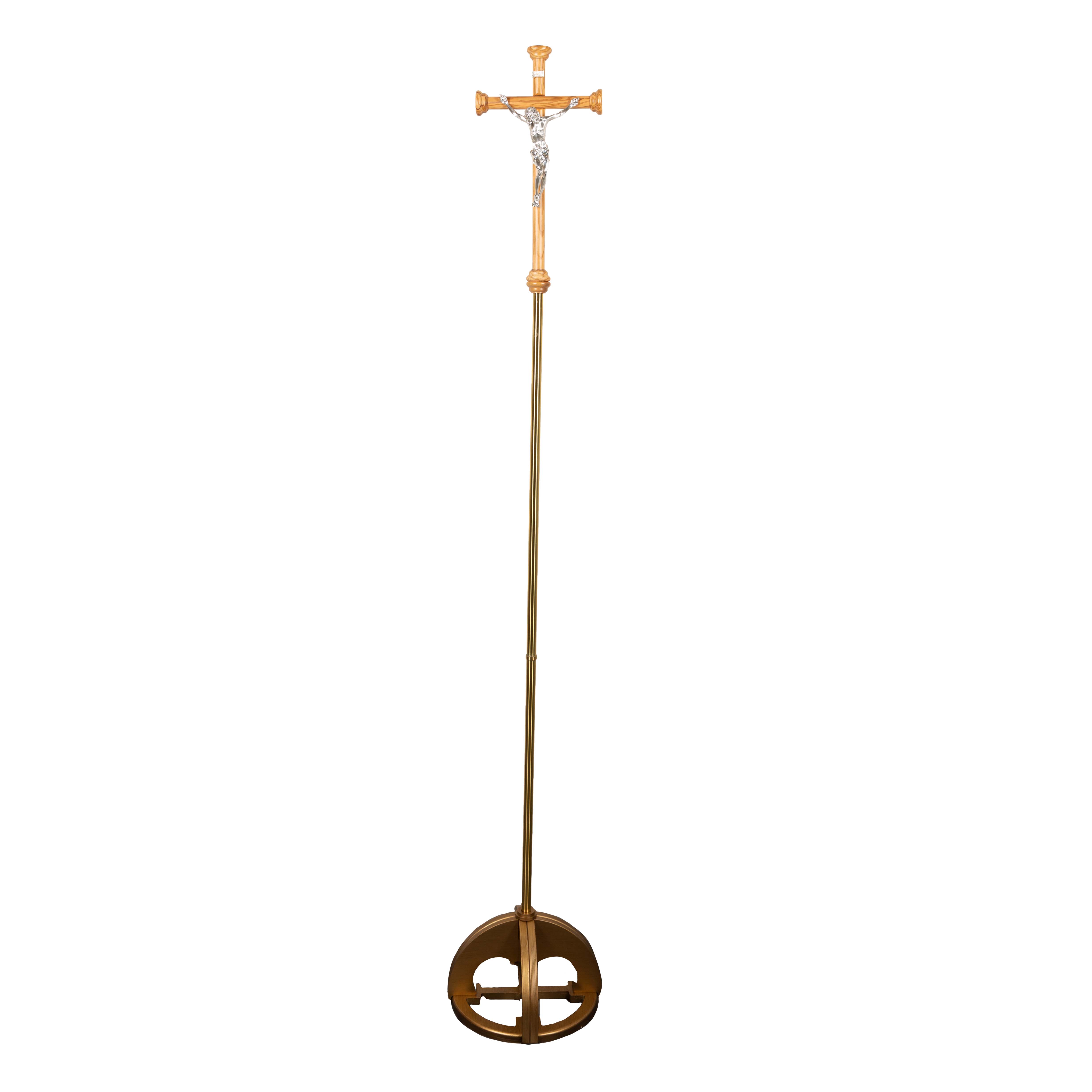 Handmade Italian Processional Crucifix on Brass Rod - 81"