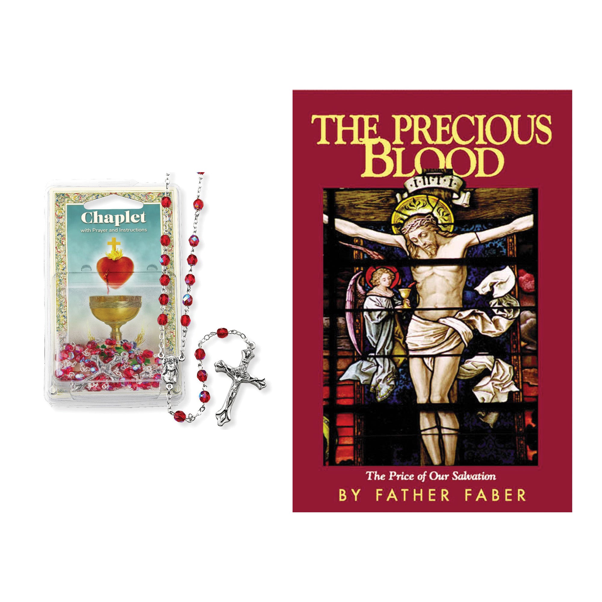 Red Crystal Precious Blood Chaplet & The Precious Blood: The Price of Our Salvation Book (Gift Set)