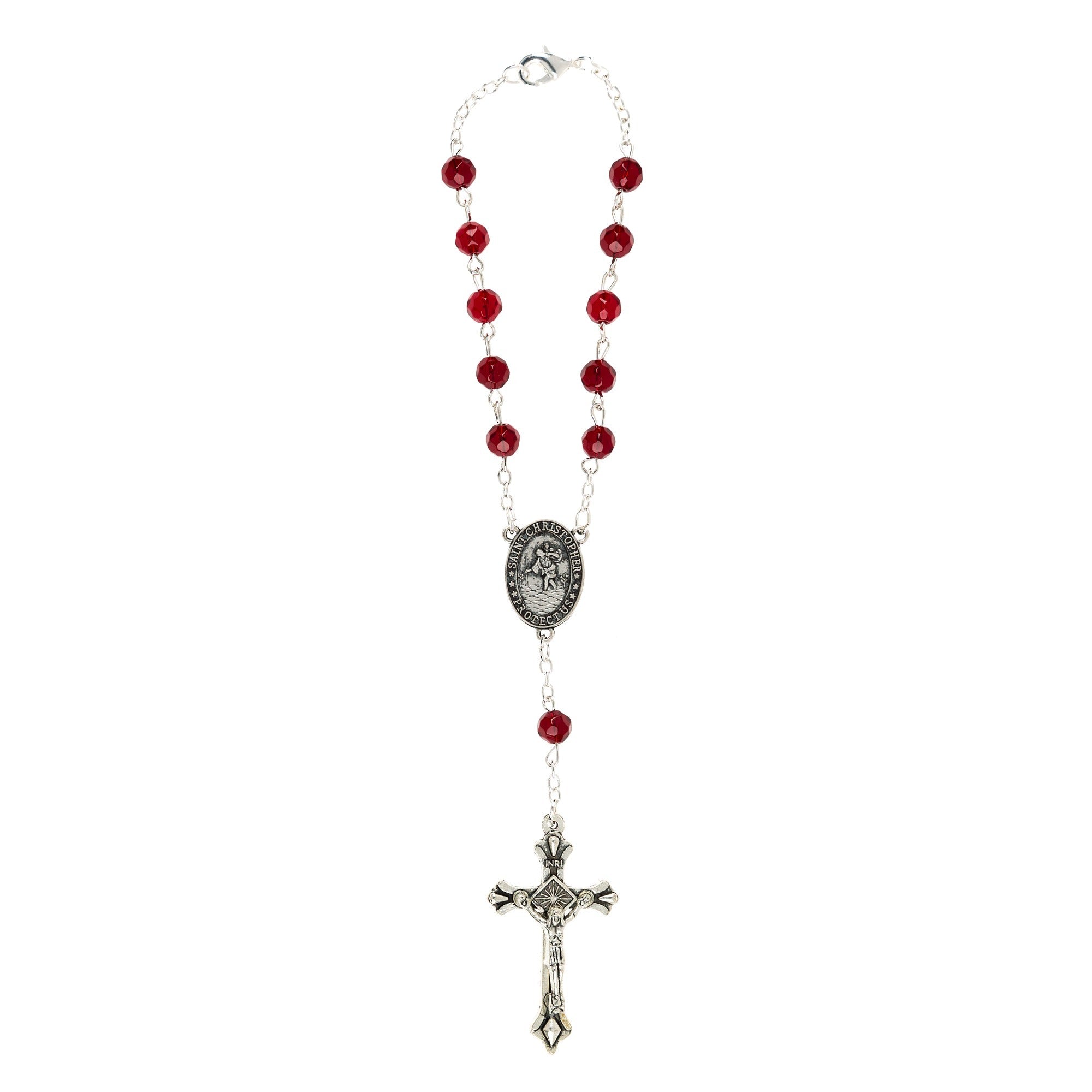 St Christopher Garnet Auto Rosary
