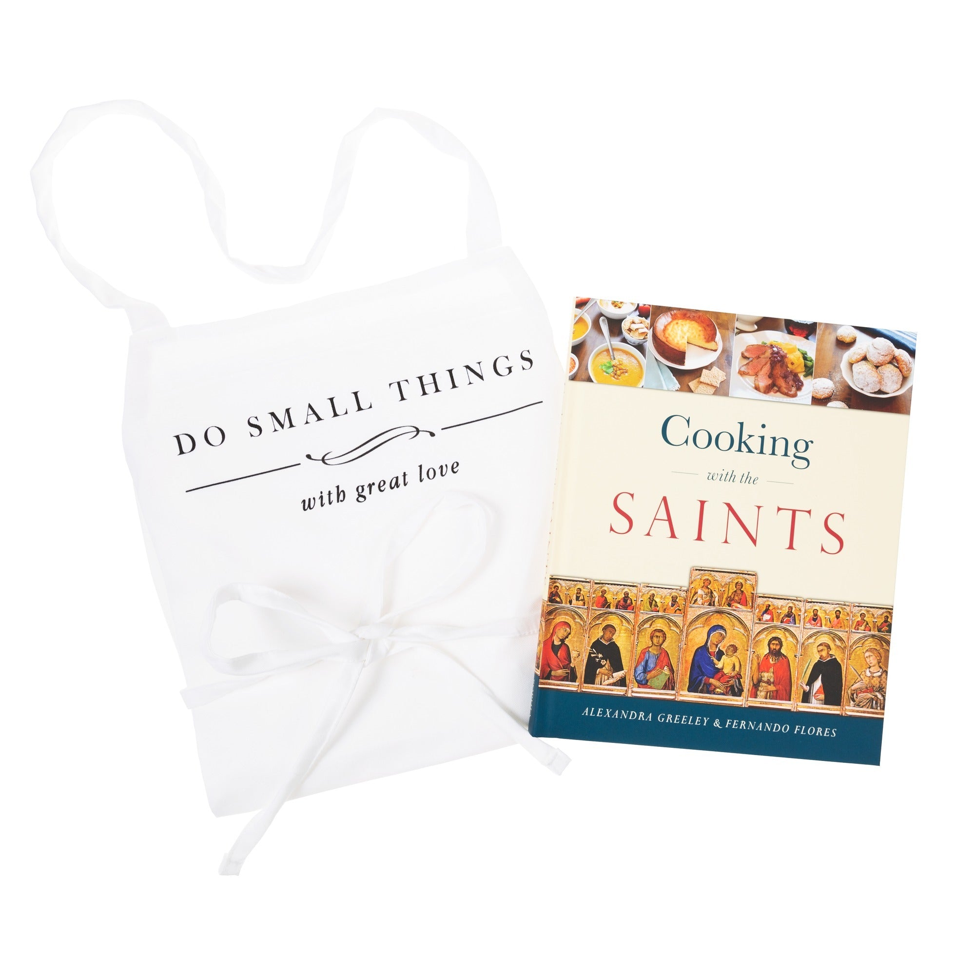 Cooking With The Saints Cookbook and Mother Teresa Do Small Things Apron Gift Set
