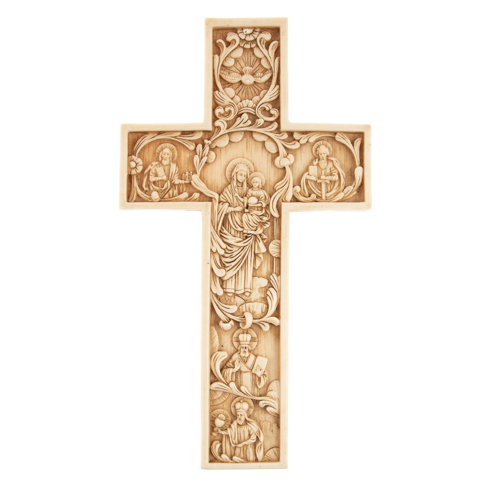 Ivory Pictorial Gothic Wall Cross - 11.75"