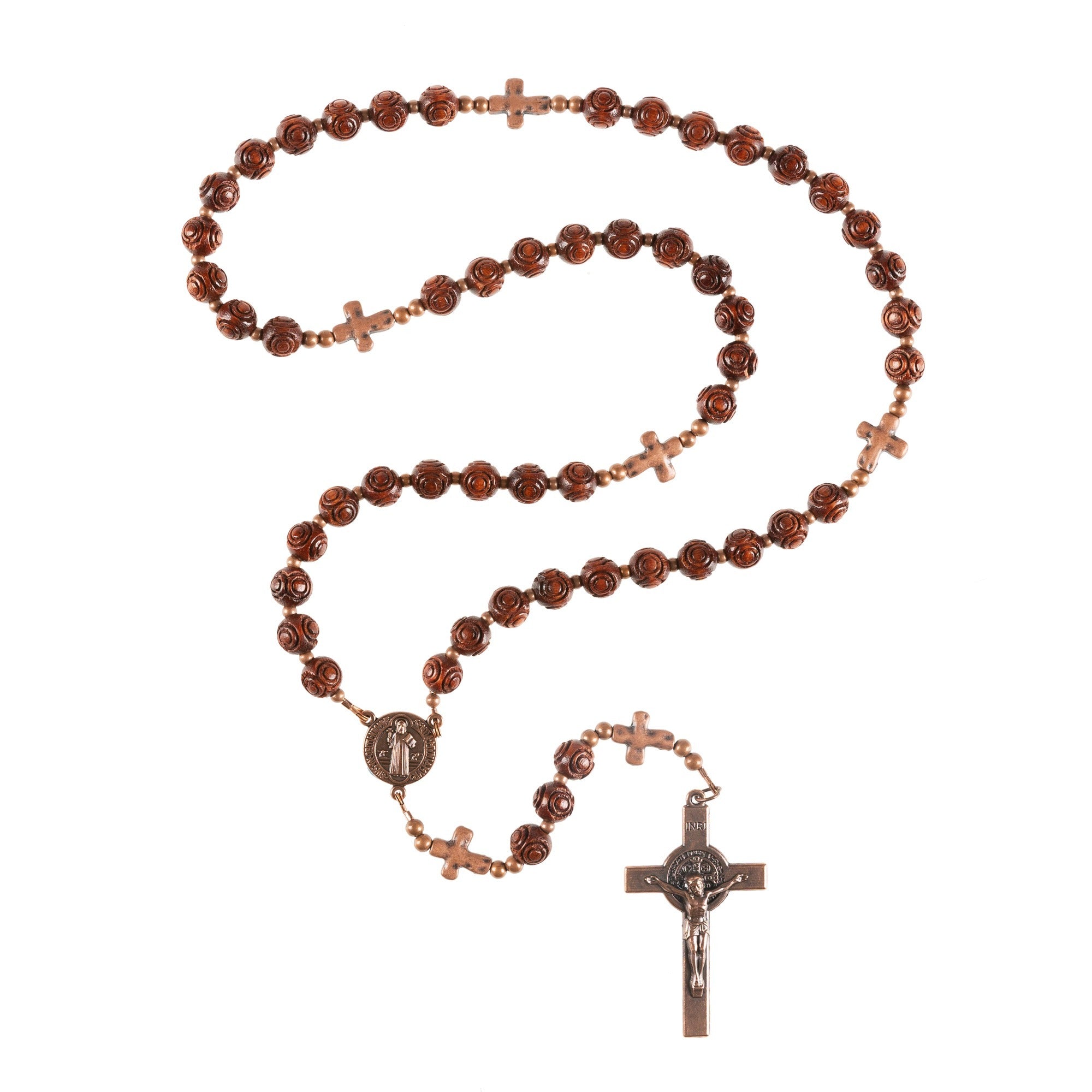 St. Benedict Wood Bead Rosary