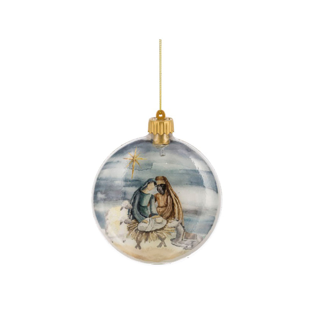 LED Light Holy Family Watercolor Disk Ornament