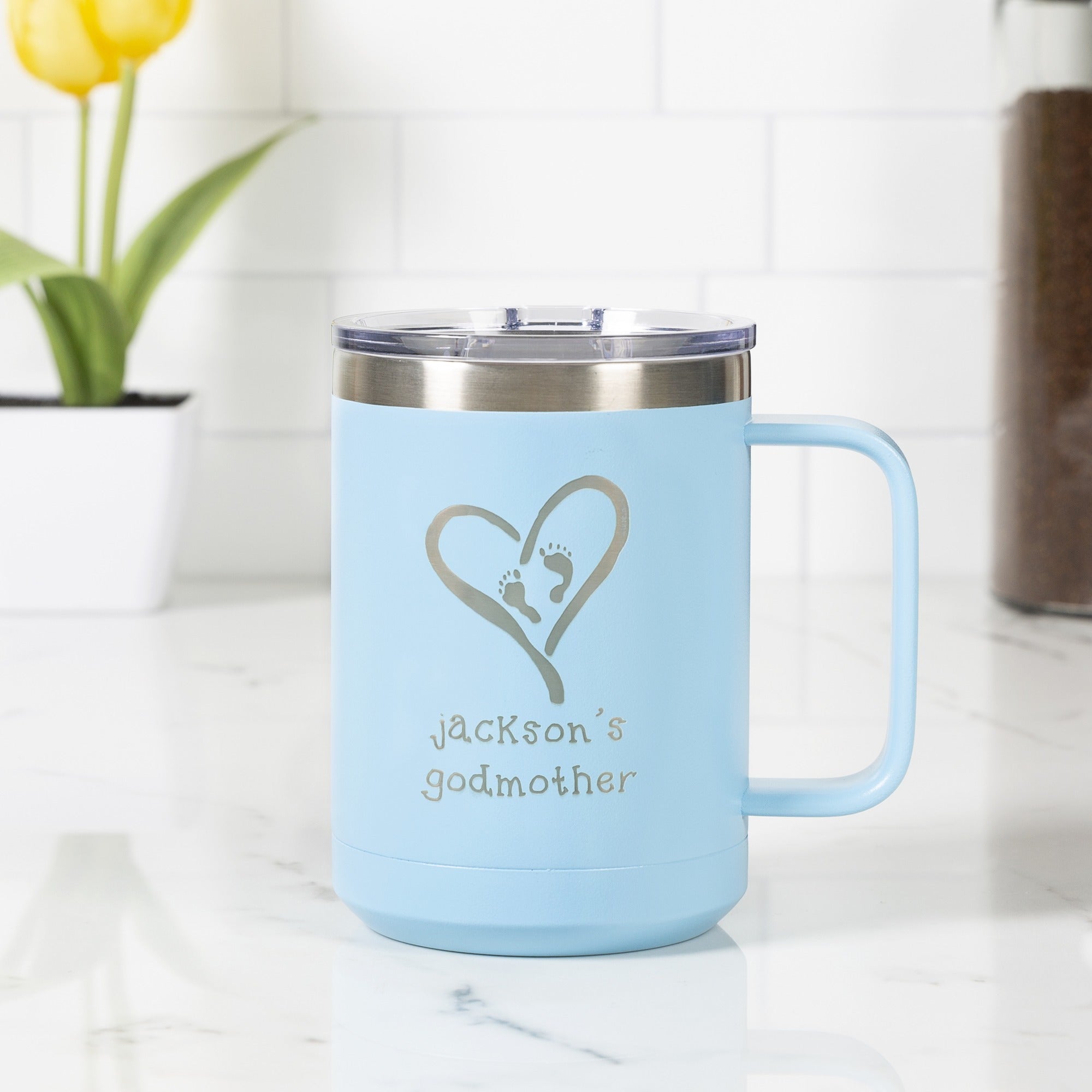 Personalized Godmother Blue Travel Mug