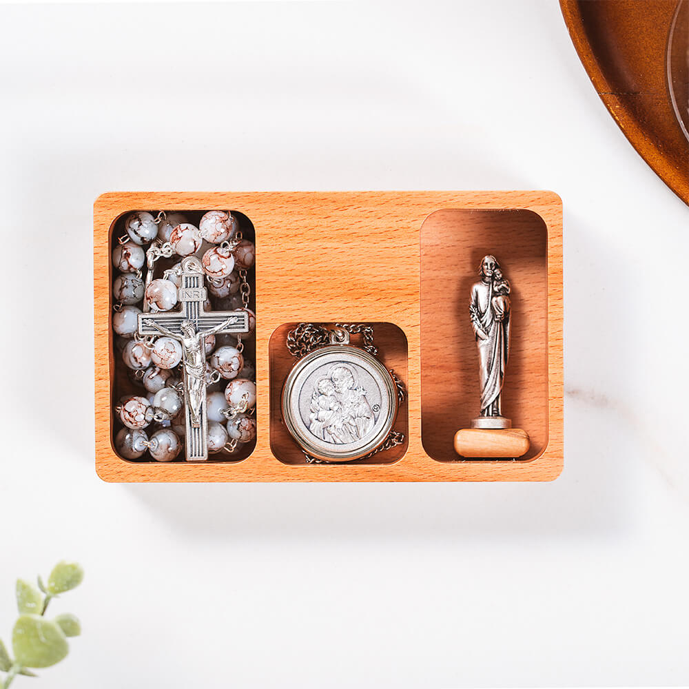 St. Joseph Rosary, Necklace, & Figurine Gift Set