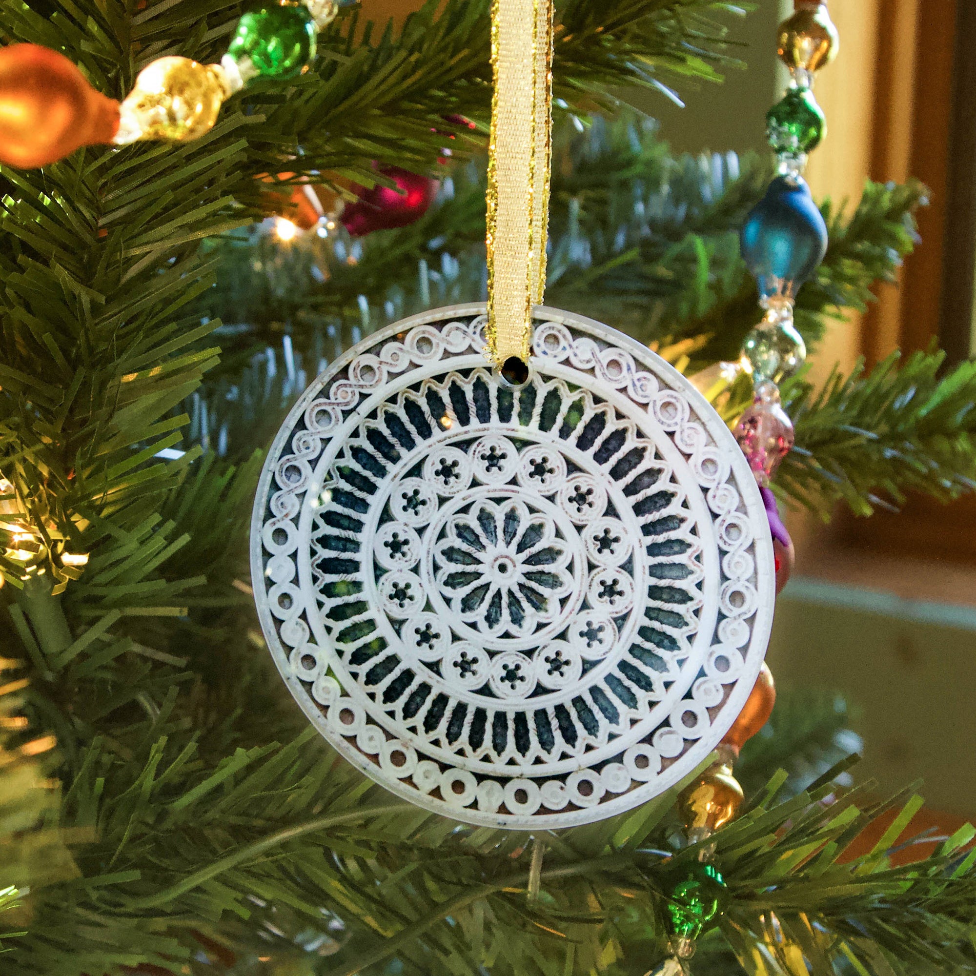 Basilica of St. Francis Rose Window Glass Ornament