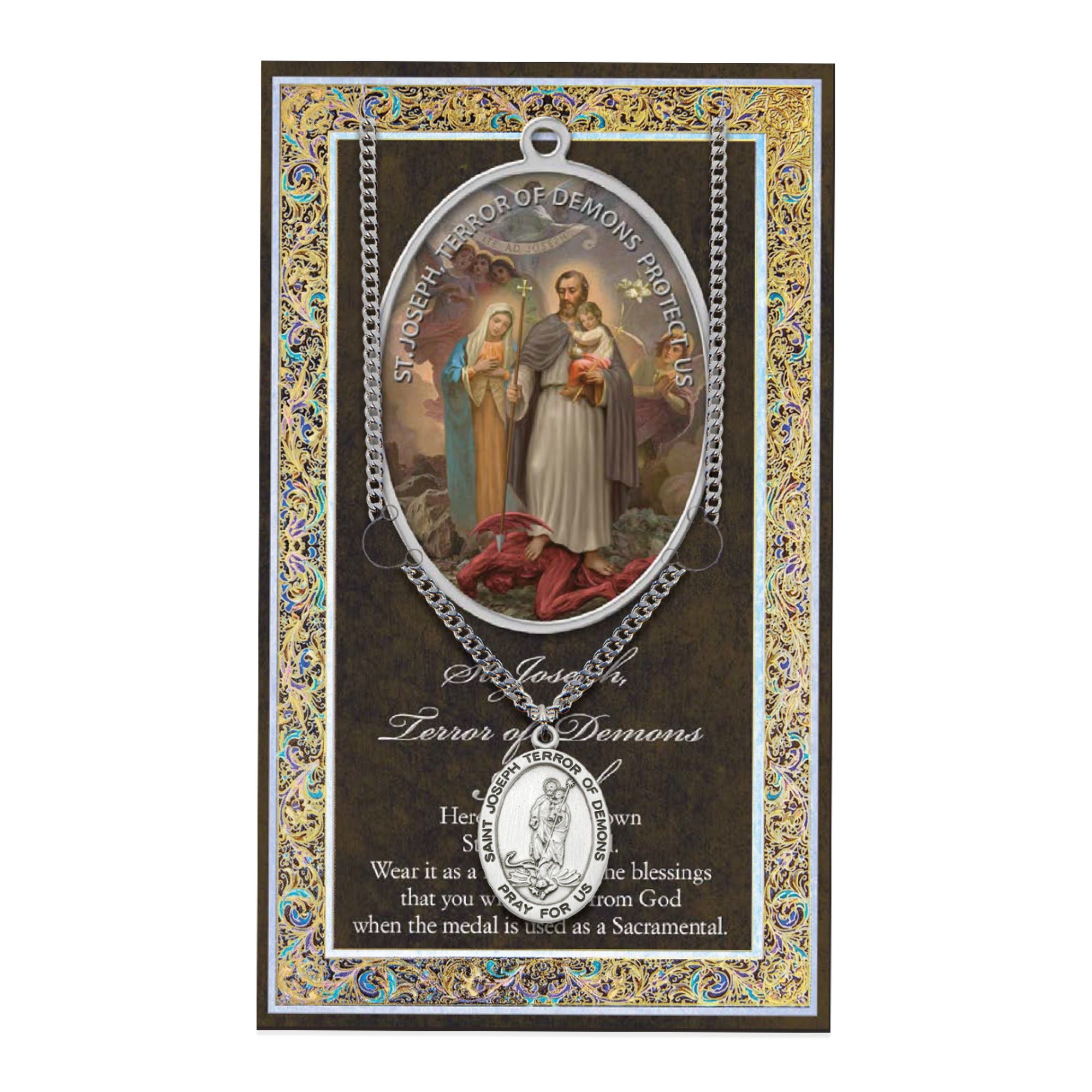 Joseph, Terror of Demons Medal on Prayer Card