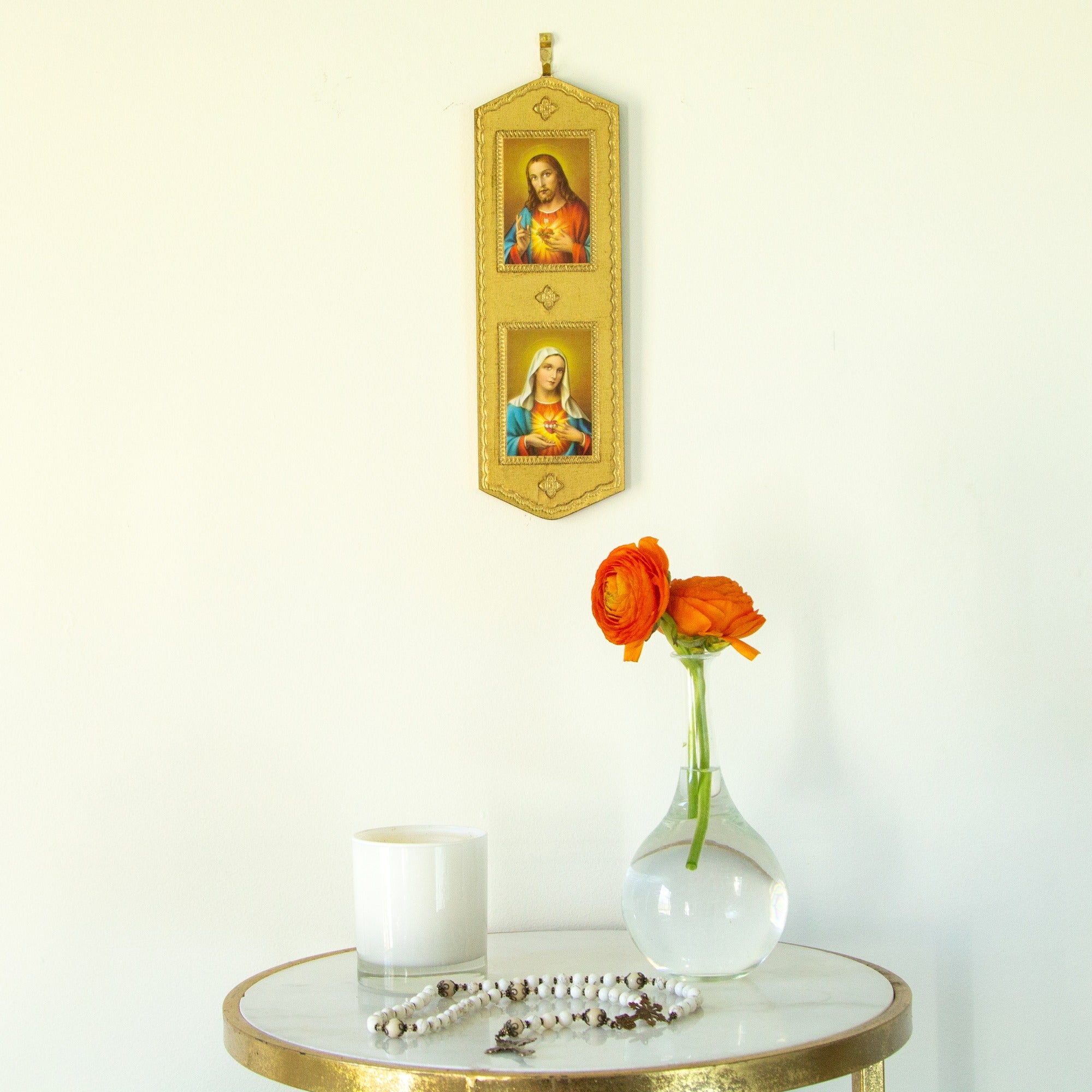 Vivid Sacred and Immaculate Hearts Italian Plaque