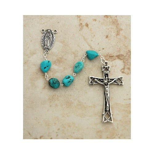 Sterling Silver Genuine Turquoise Nugget Rosary