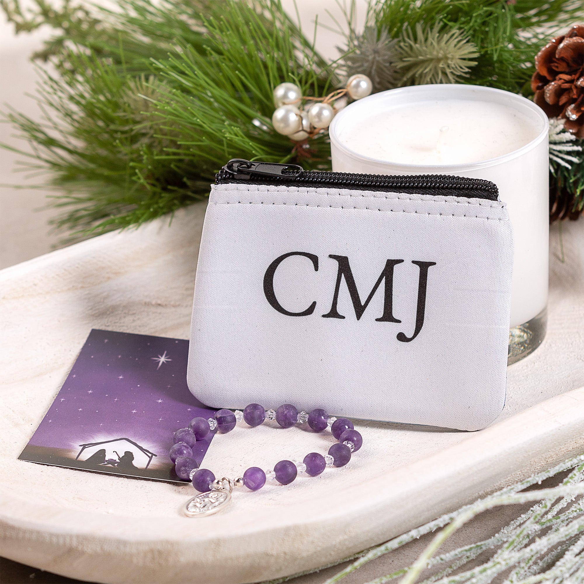 St. Andrew Christmas Novena Bracelet & Rosary Pouch Set