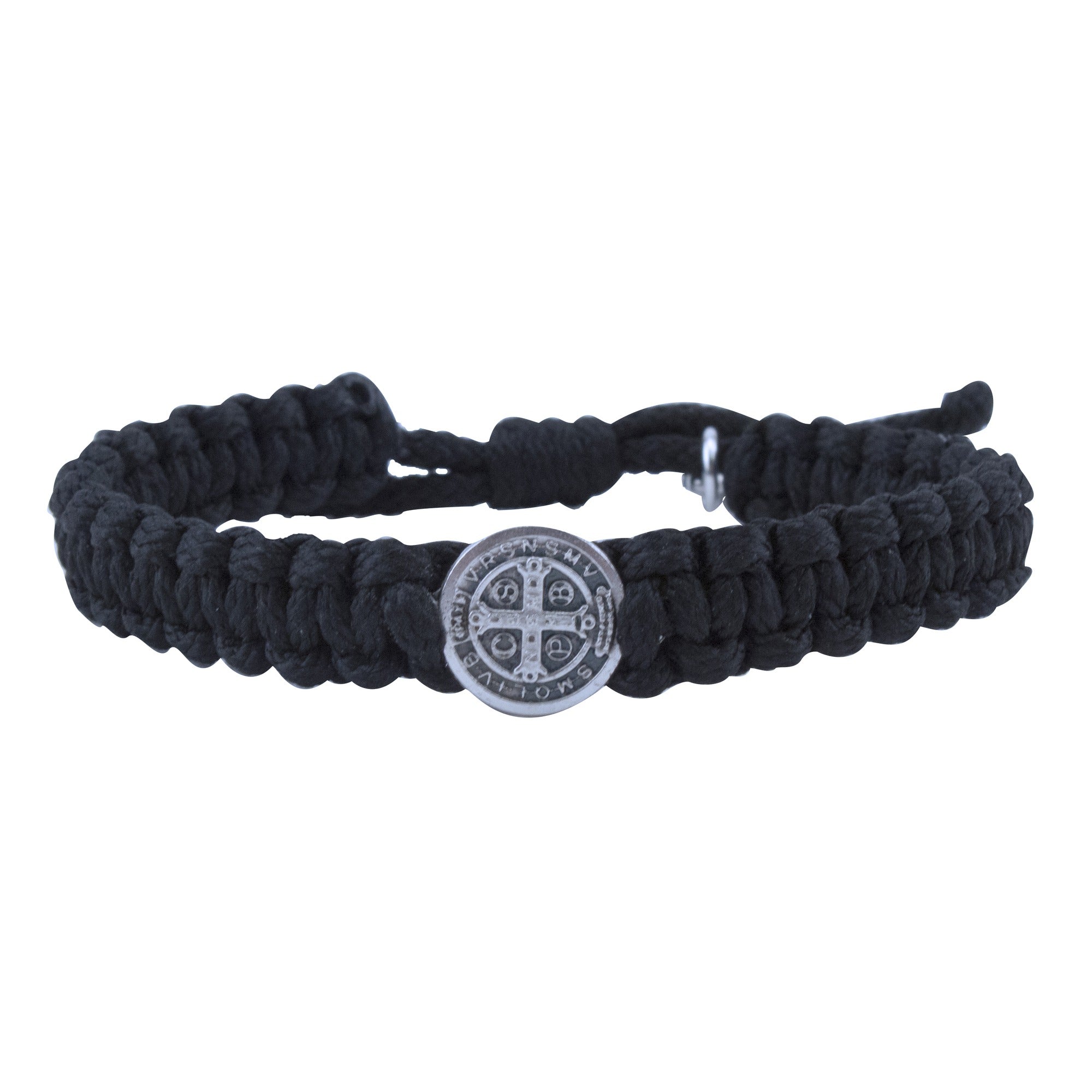 Black St. Benedict Macrame Men's Bracelet