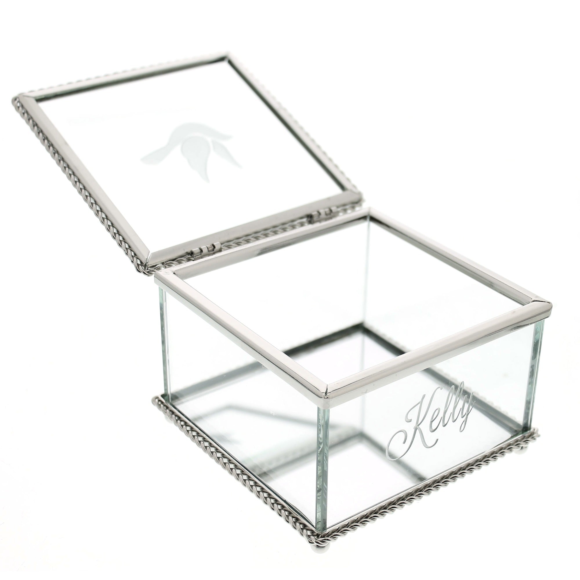 Personalized Dove Glass Keepsake Box