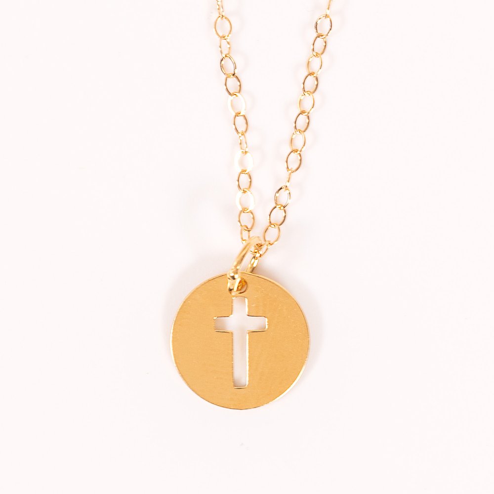 Cross Cutout Charm Necklace