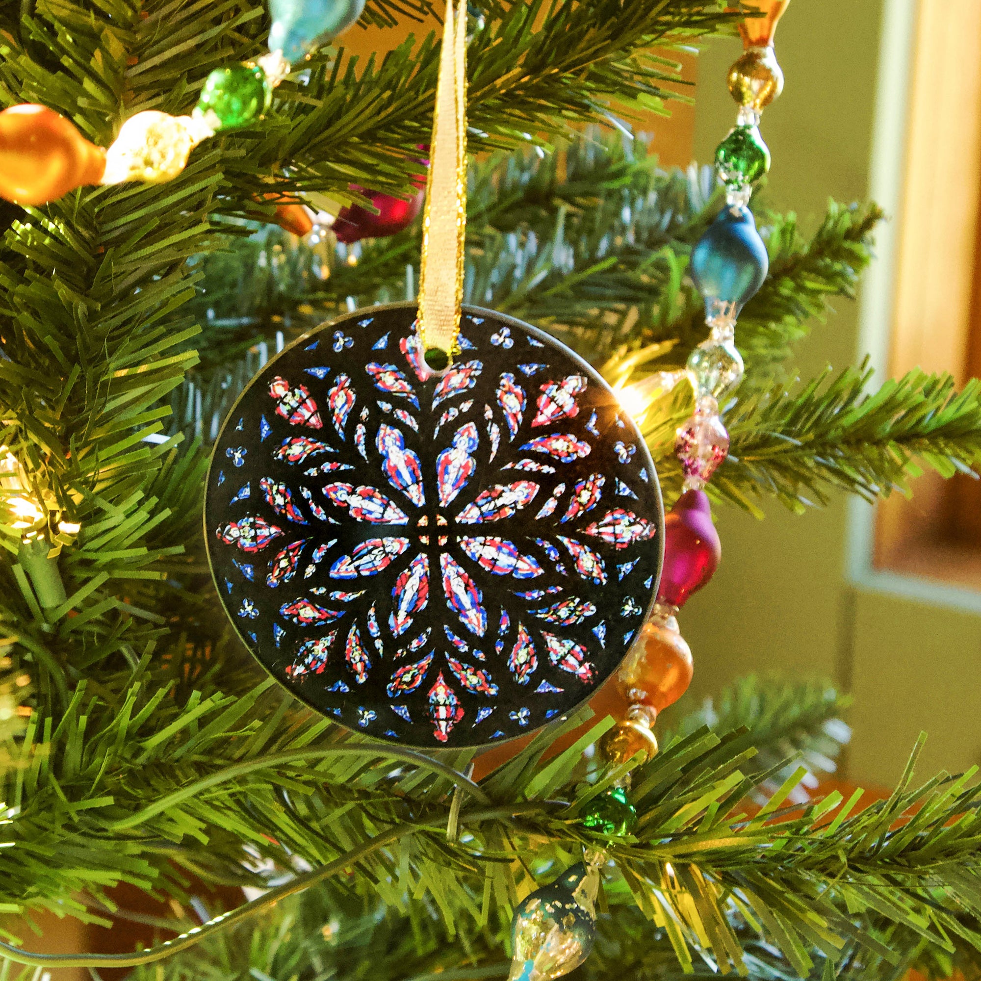St. Patrick's Cathedral Rose Window Glass Ornament