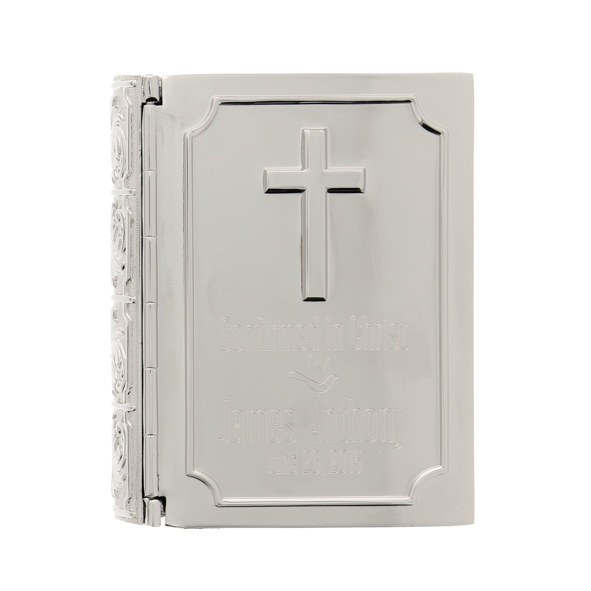 Personalized Silver Bible Confirmation Keepsake Box - 3.5"