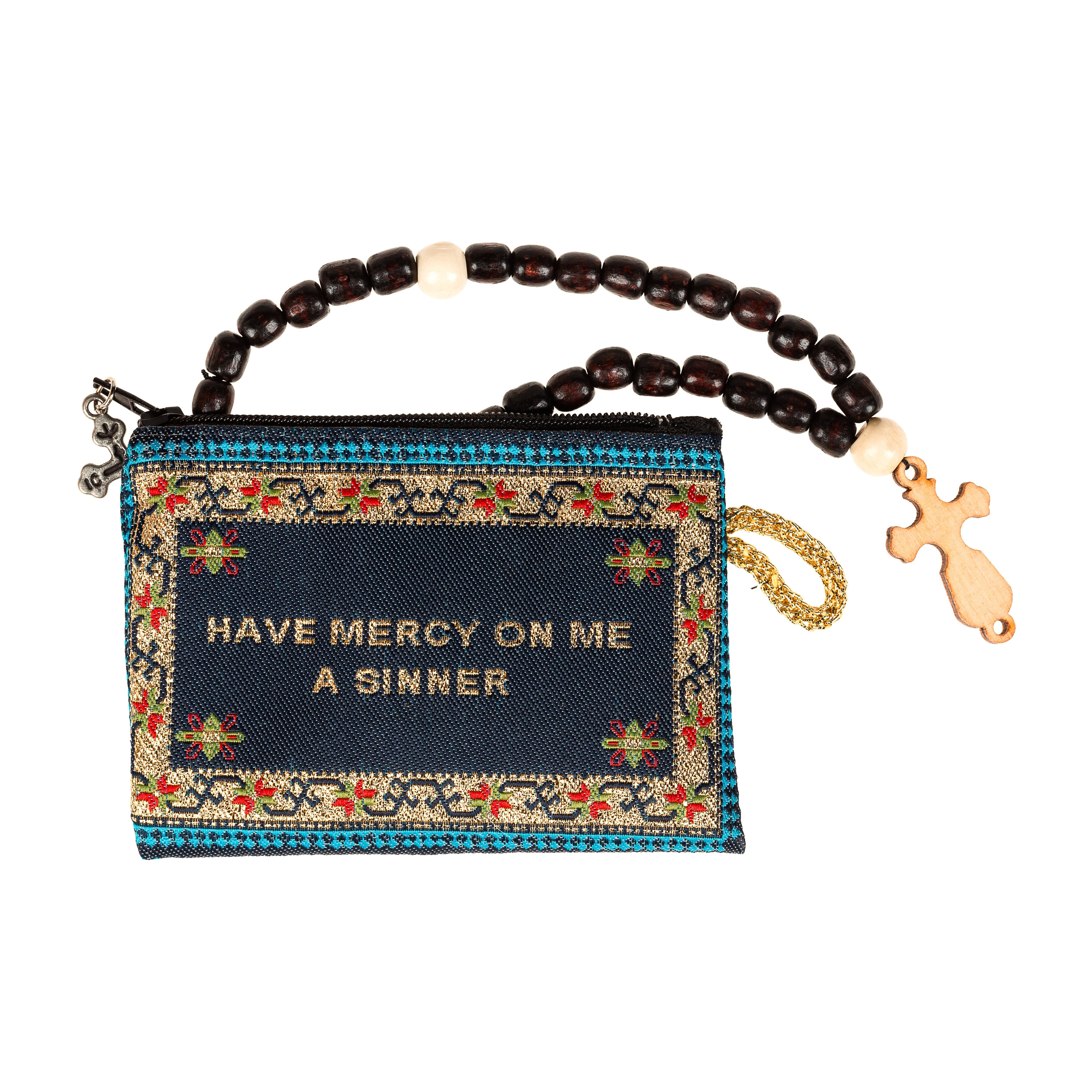 Jesus Prayer Pouch & Wooden Prayer Beads-30 Knot