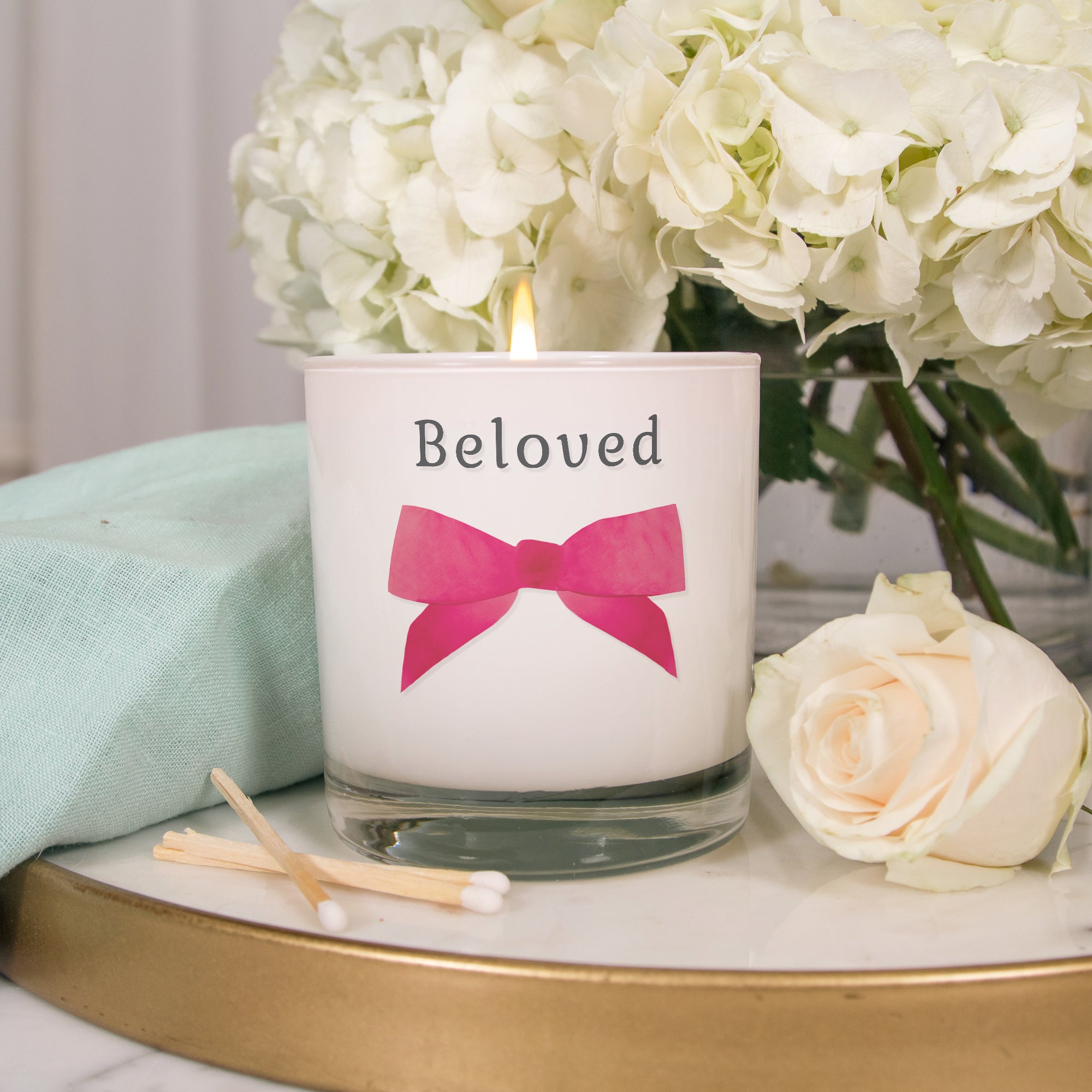 Pink Bow Beloved Candle