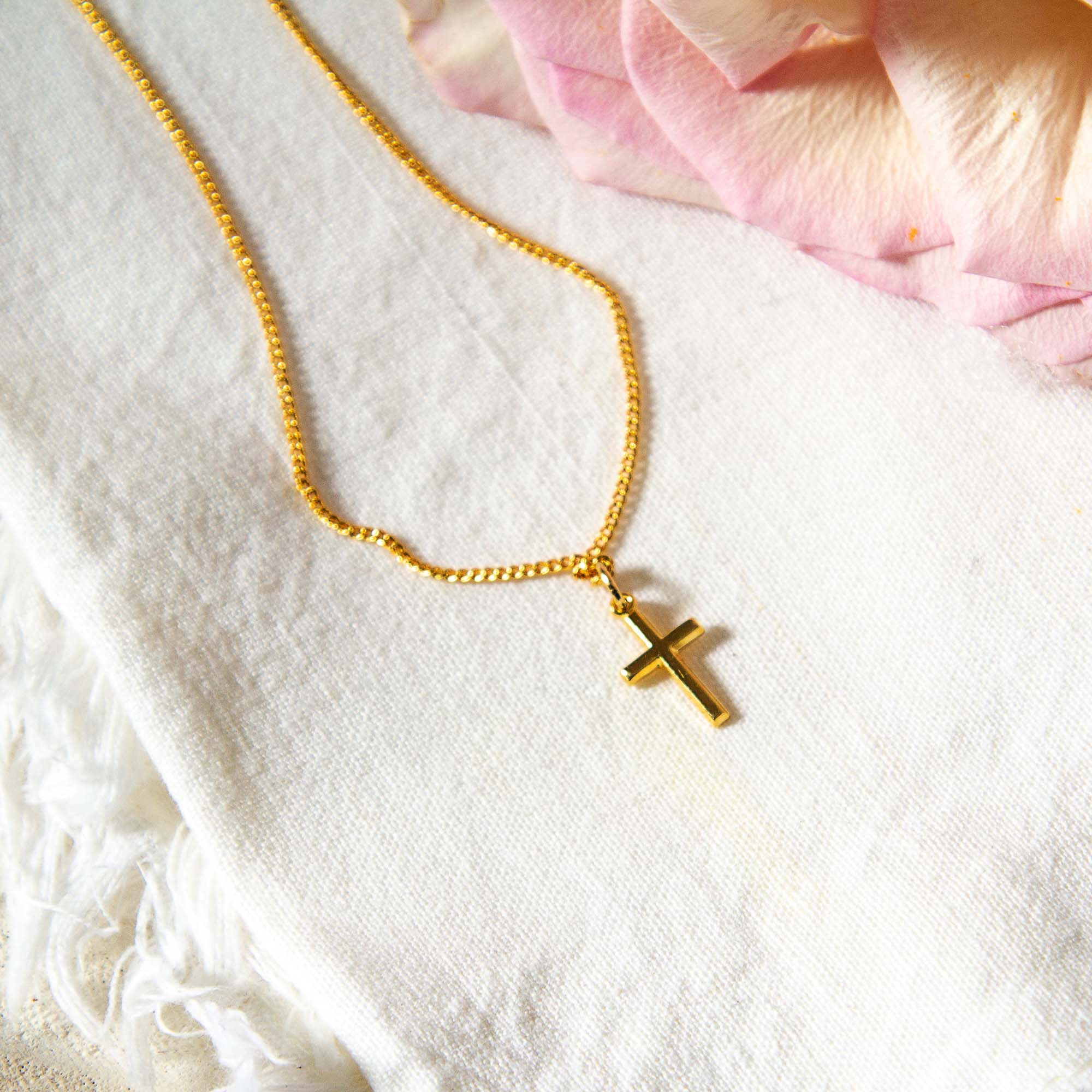 Infant's Cross - Gold/Sterling Silver with 13 inch chain