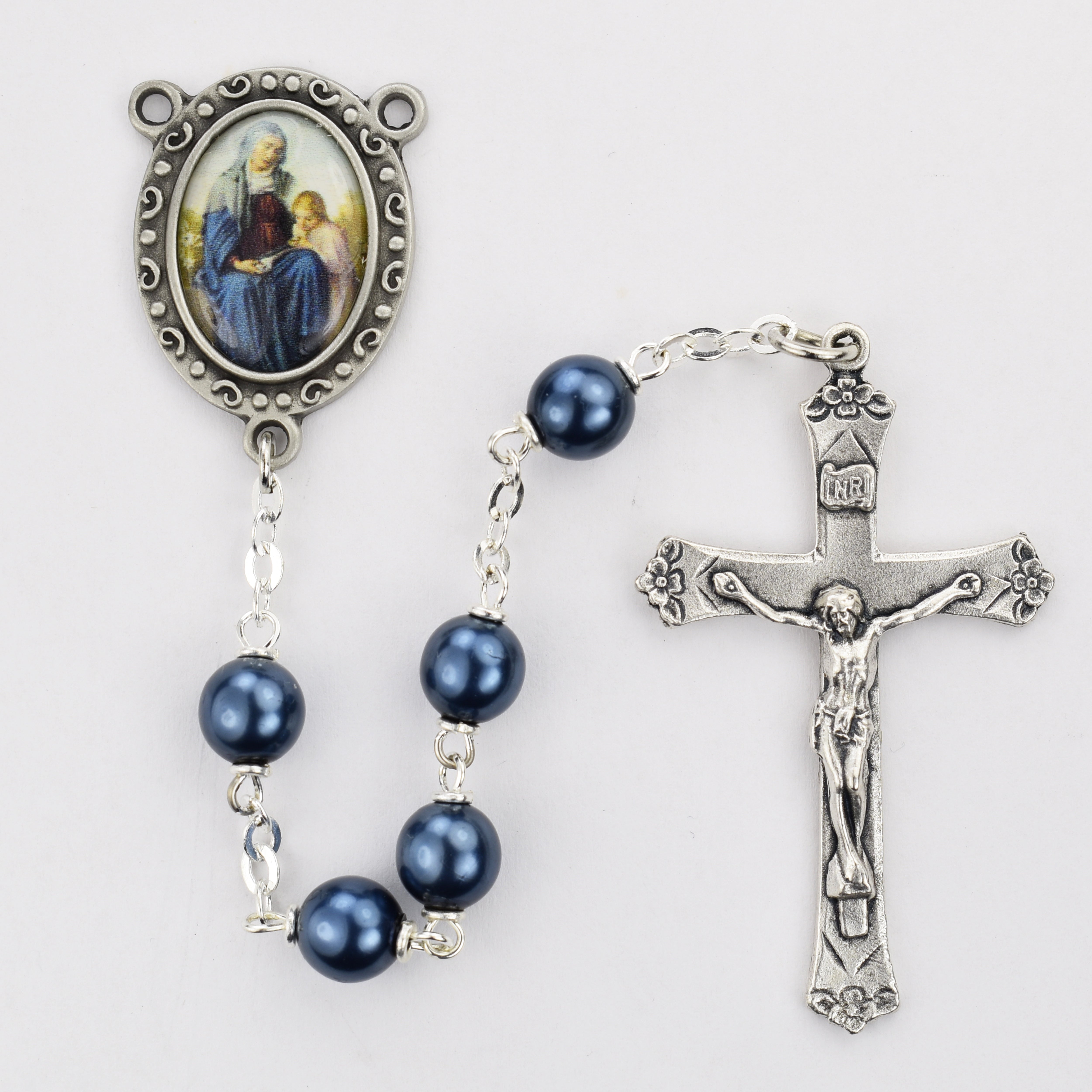 St. Anne Midnight Blue Pearl Rosary
