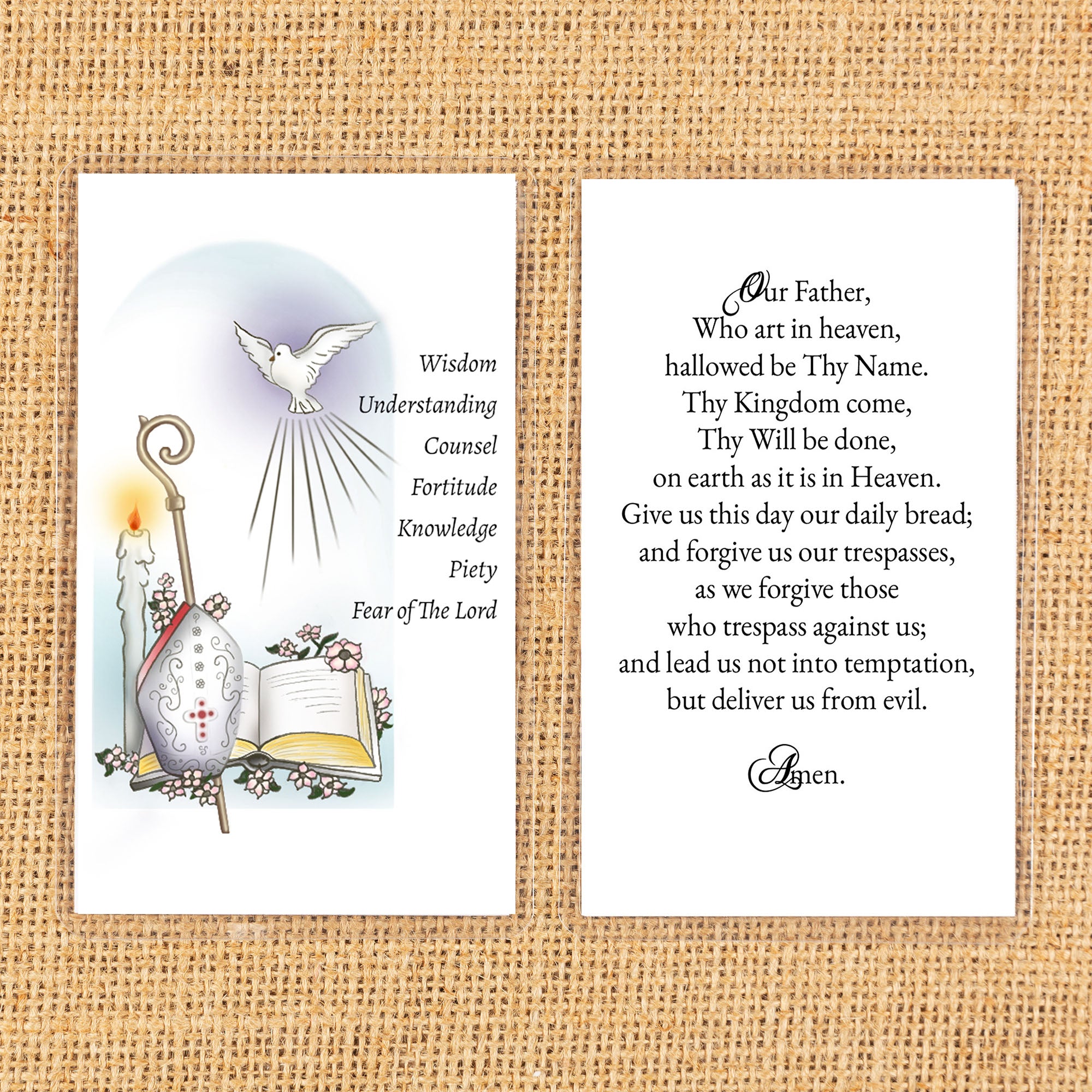 Laminated Gifts of the Holy Spirit Personalized Confirmation Prayer Cards