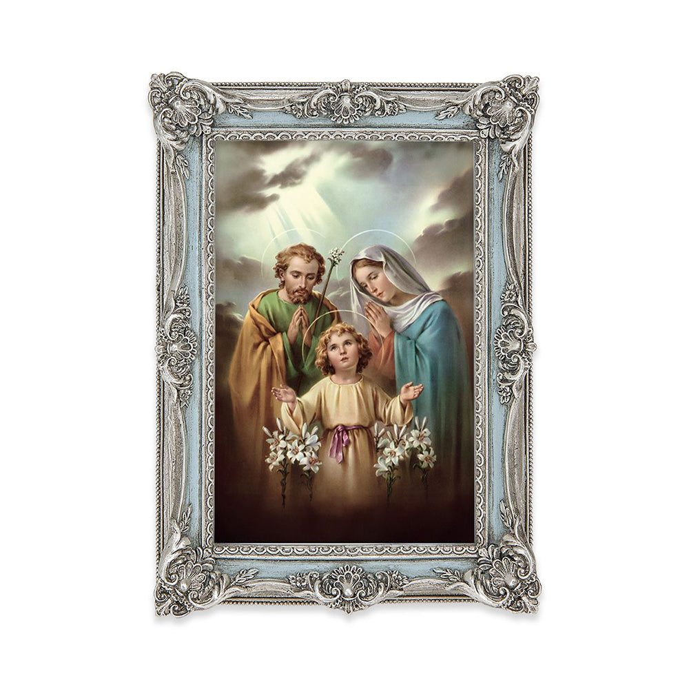 Holy Family Print in Powder Blue \u0026 Silver Frame - 5\, image size:1000x1000