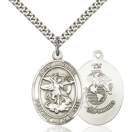 Sterling Silver St. Michael Pendant / Marines - 2509174