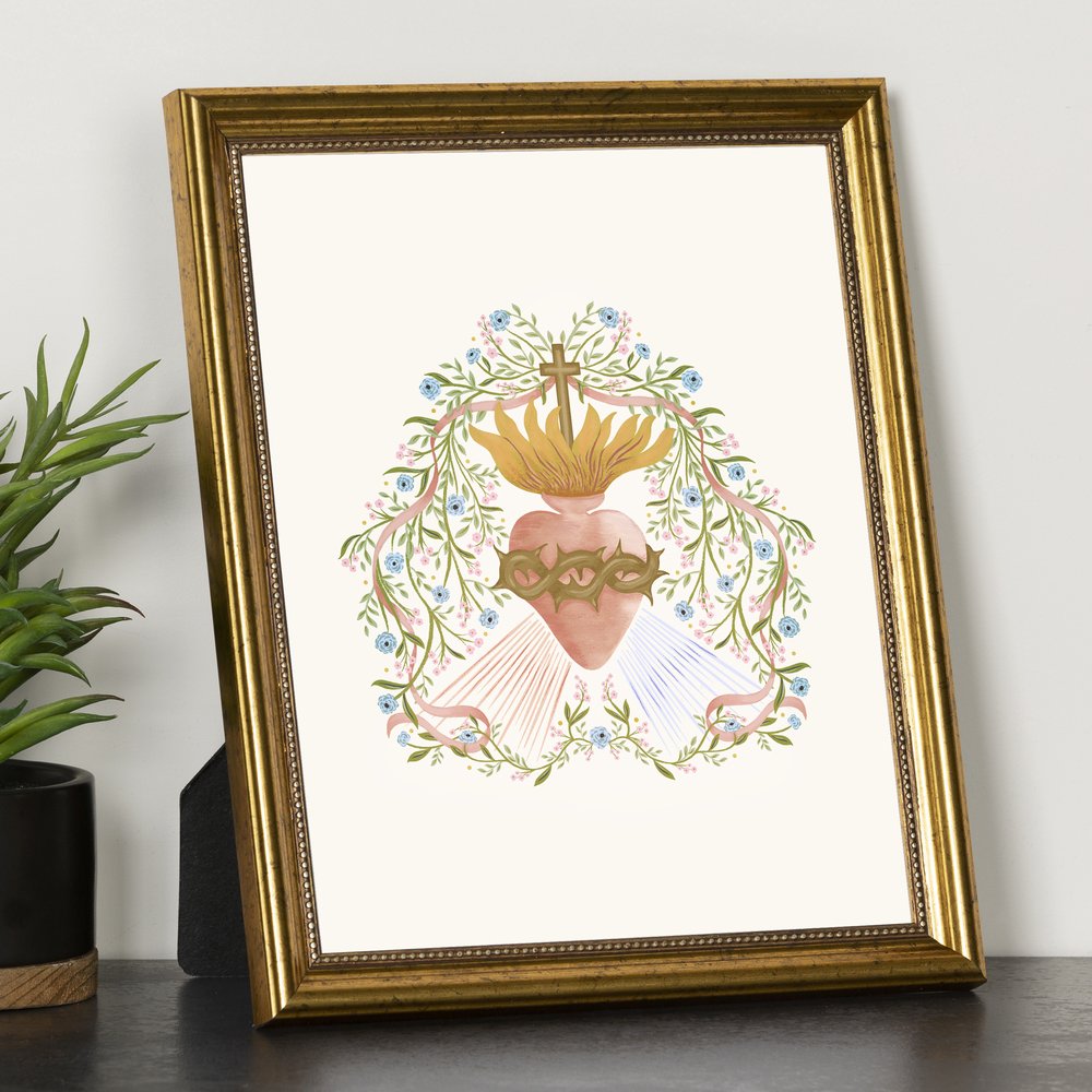 Divine Mercy Sacred Heart Devotional Print - 8" x 10"