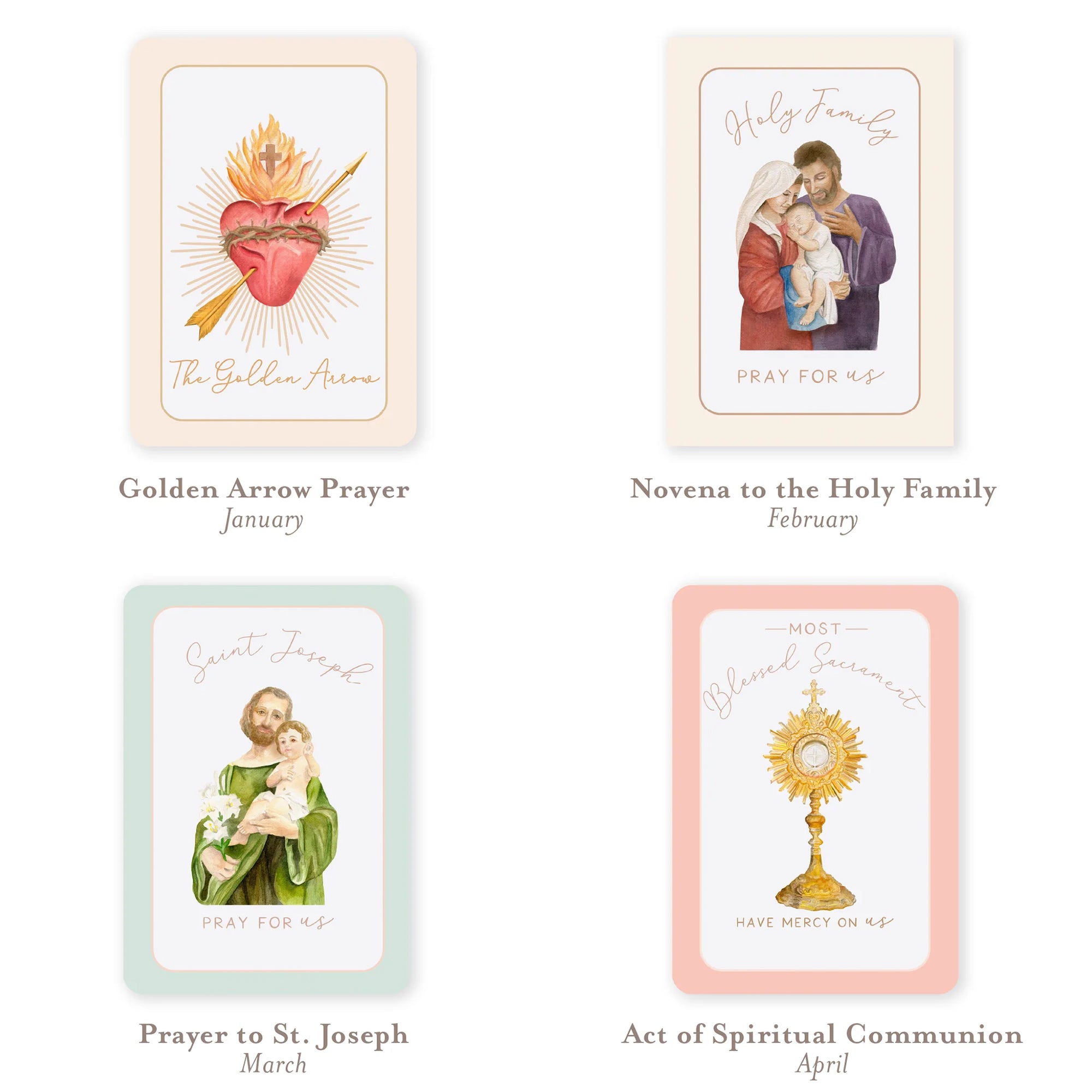 Catholic Monthly Devotions Prayer Card Bundle (12 Cards)