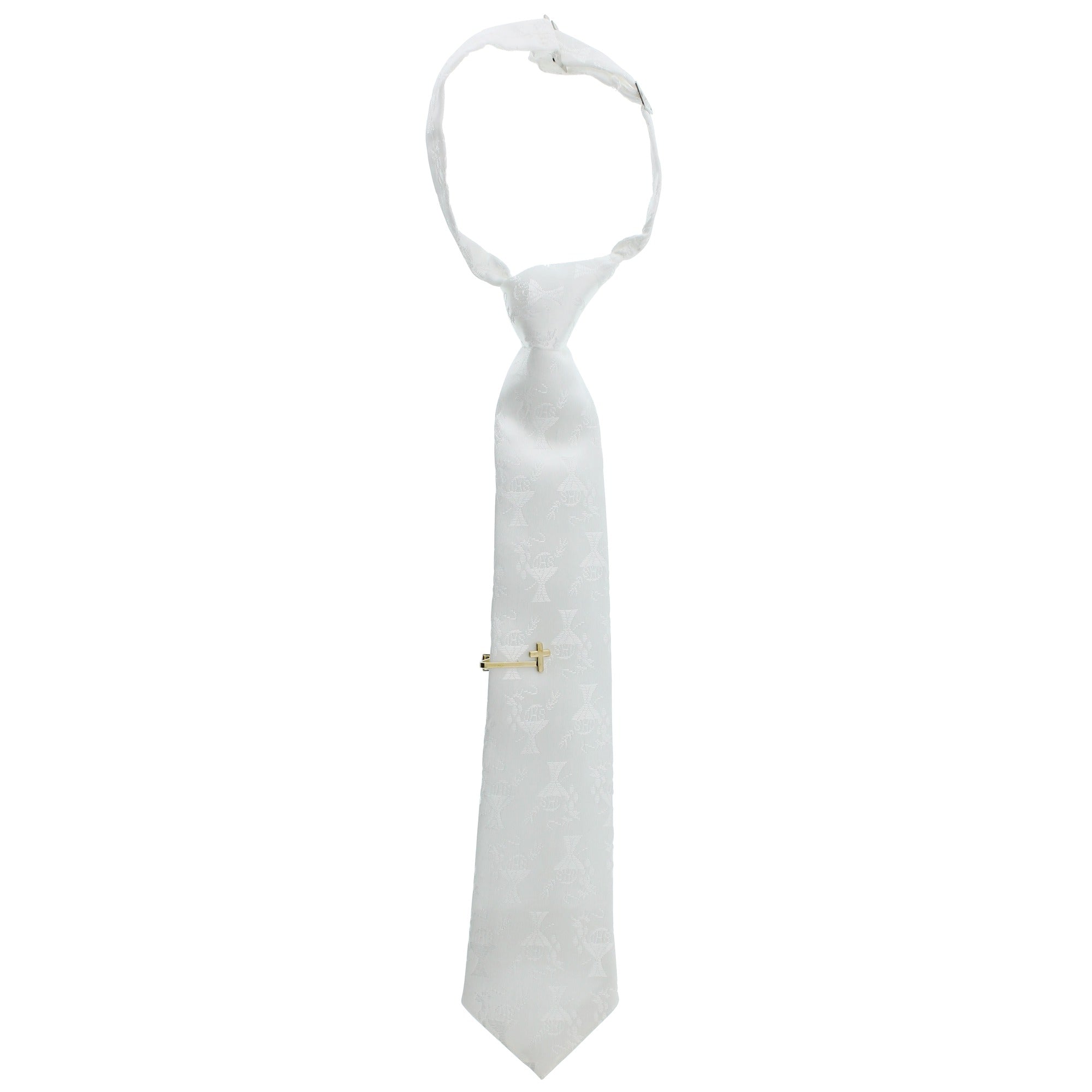 White Communion Tie with Bar Gift Set