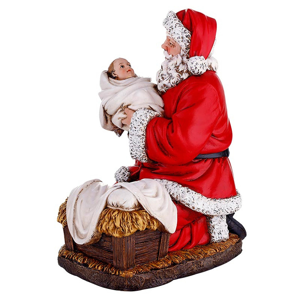 Adoring Santa Nativity Figurine - 9"