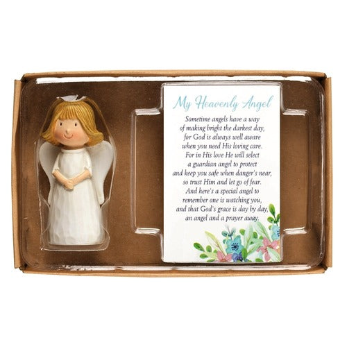 Guardian Angel Figurine with Prayer Card