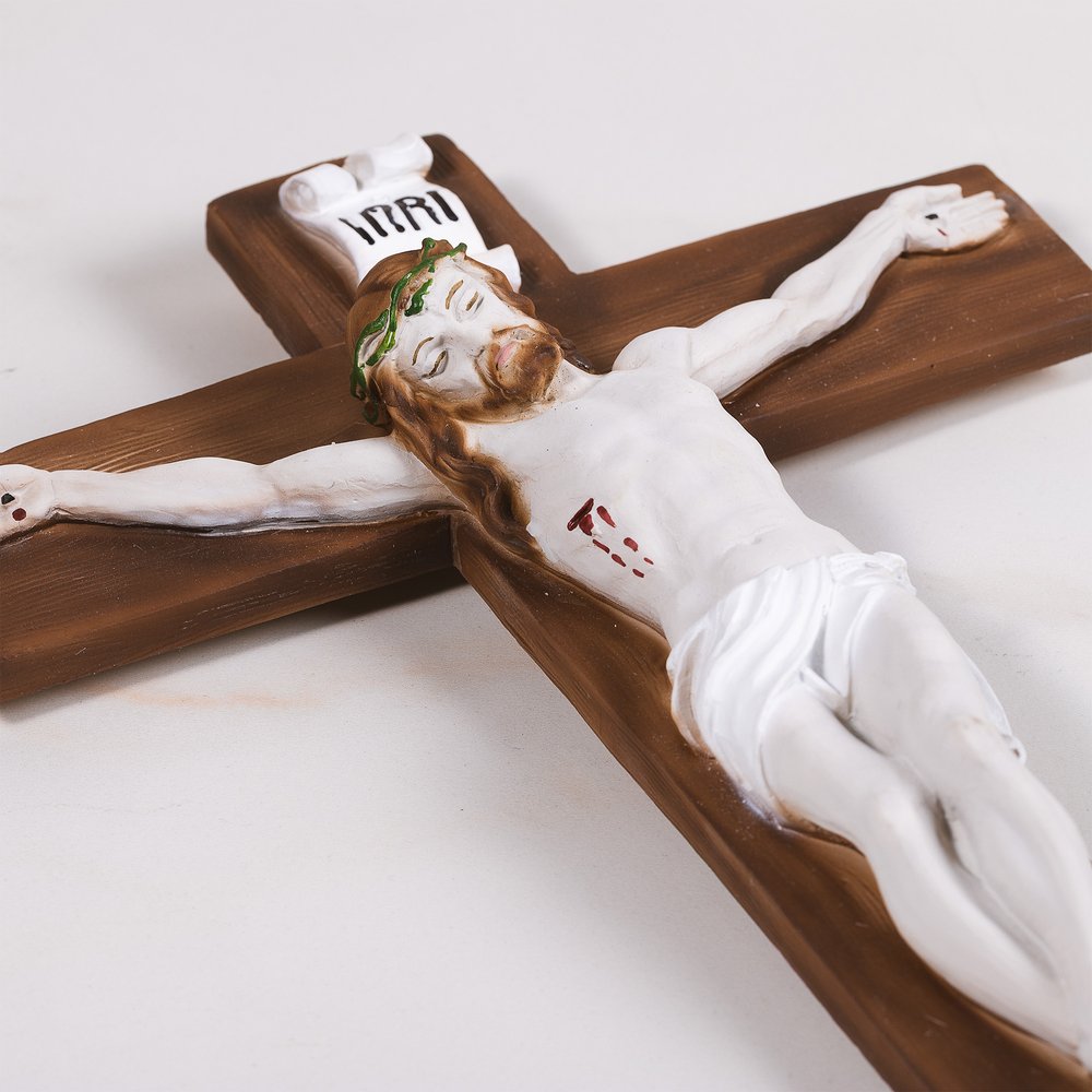 Italian Hand Painted Crucifix - 13.4"