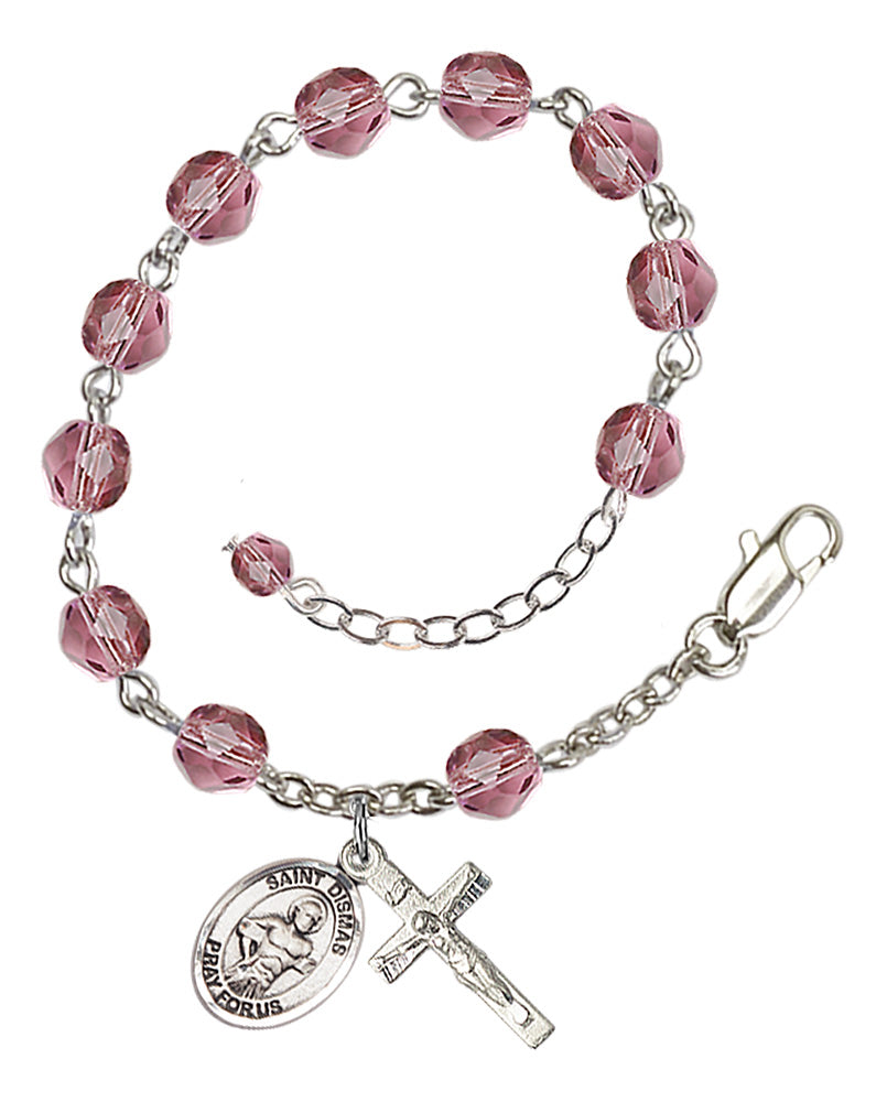 St. Dismas Purple February Rosary Bracelet 6mm