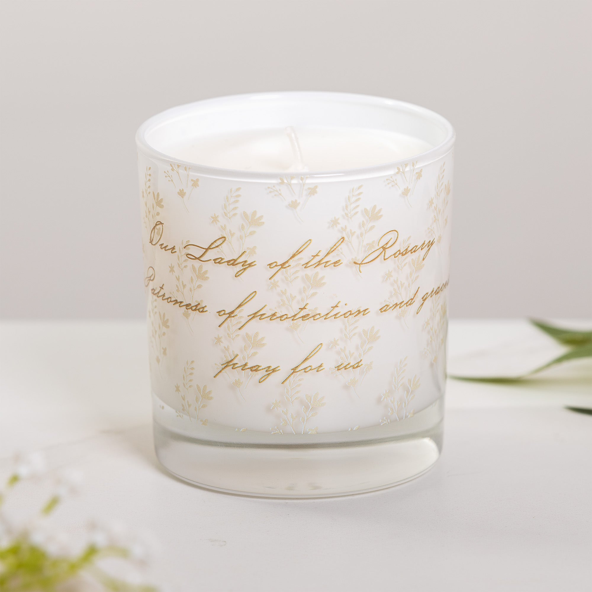 Our Lady of the Rosary Toile Candle