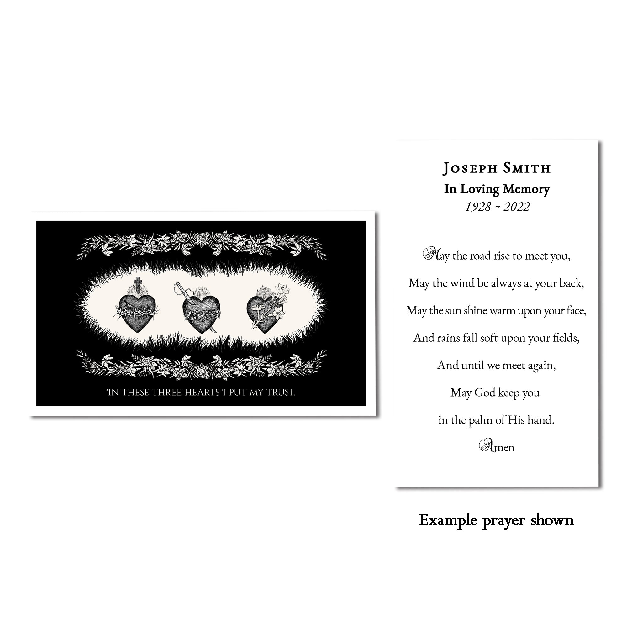 Three Hearts Personalized Prayer Card