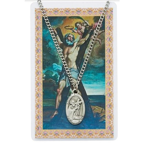 St. Andrew Patron Saint Prayer Card w/ Medal <!andmed>