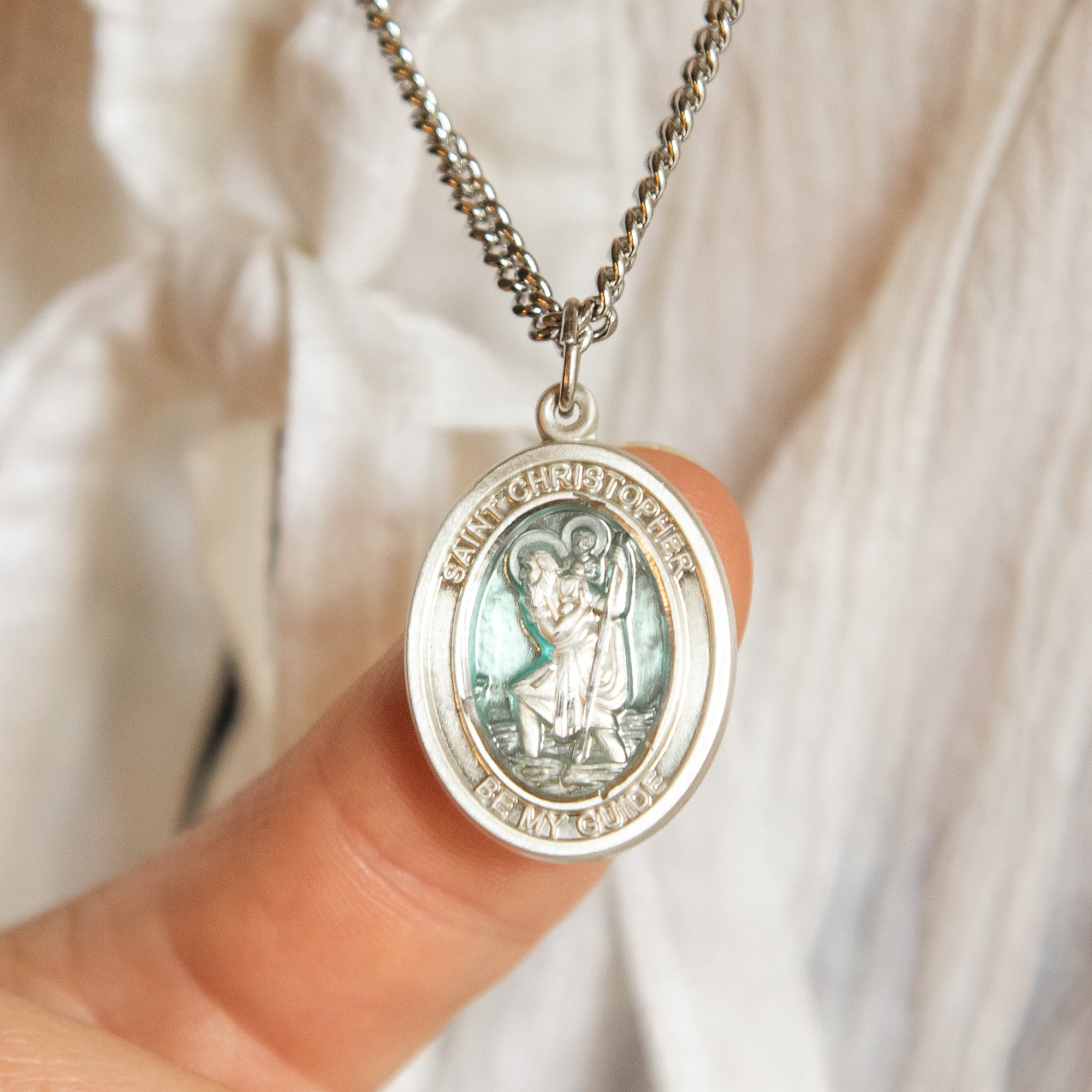 Sterling Silver St. Christopher Pendant w/ Chain