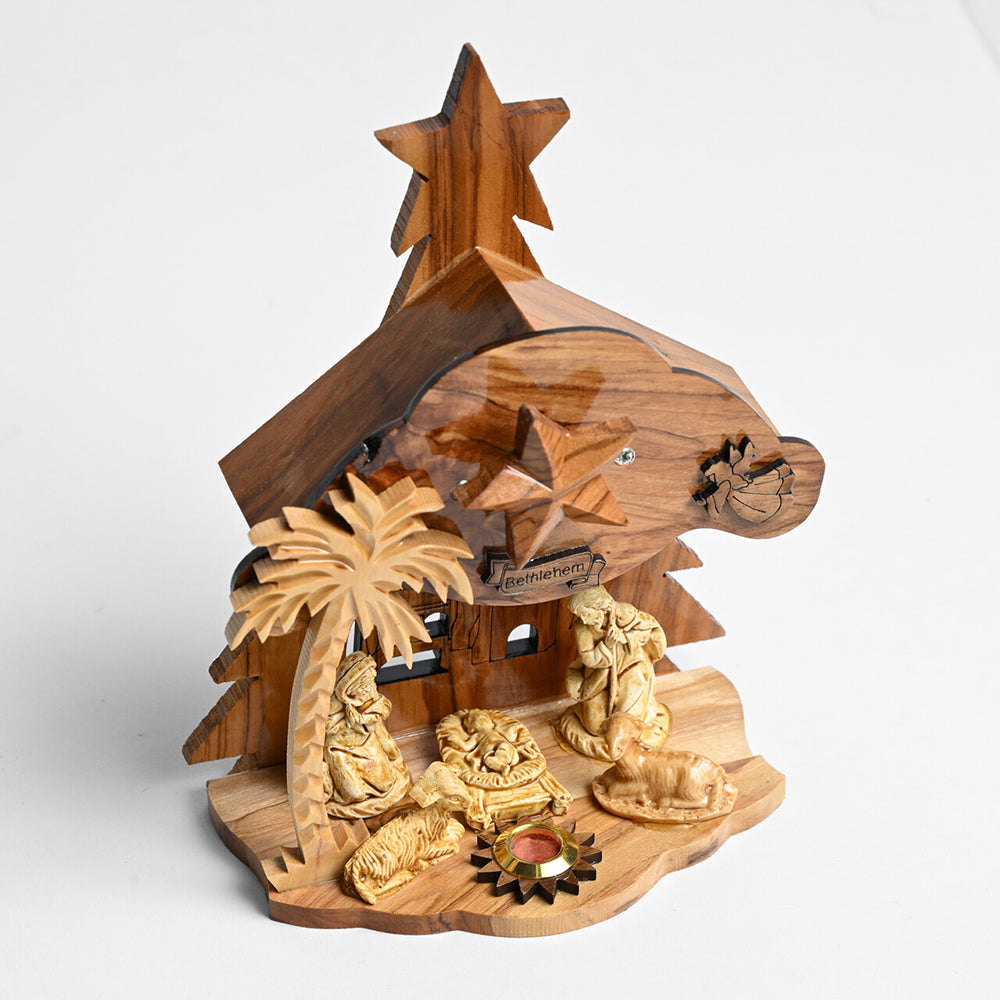 Holy Land Olive Wood Musical Nativity - 5.5" x 7.75"