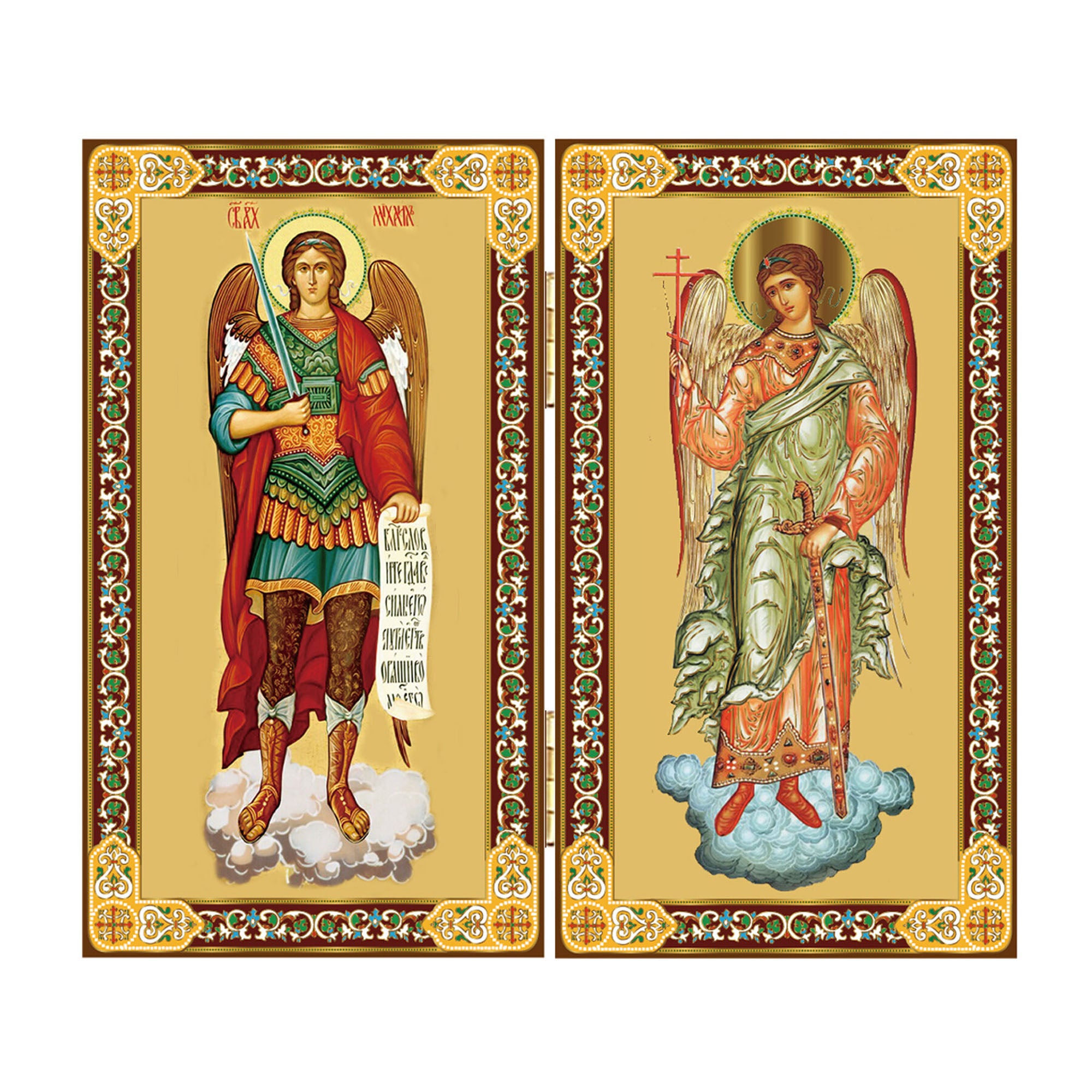 Gold Foiled St. Michael & Guardian Angel Diptych - 5" x 6"