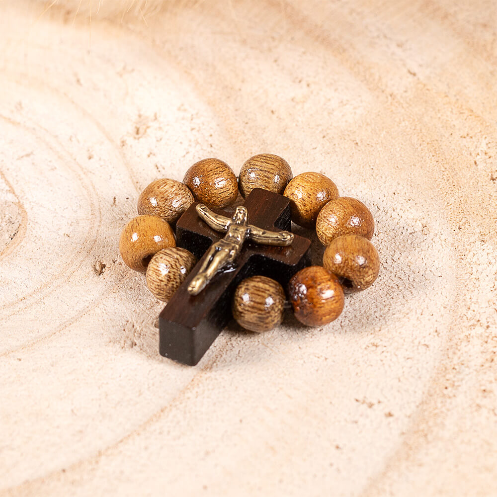 Wood Finger Rosary with Crucifix