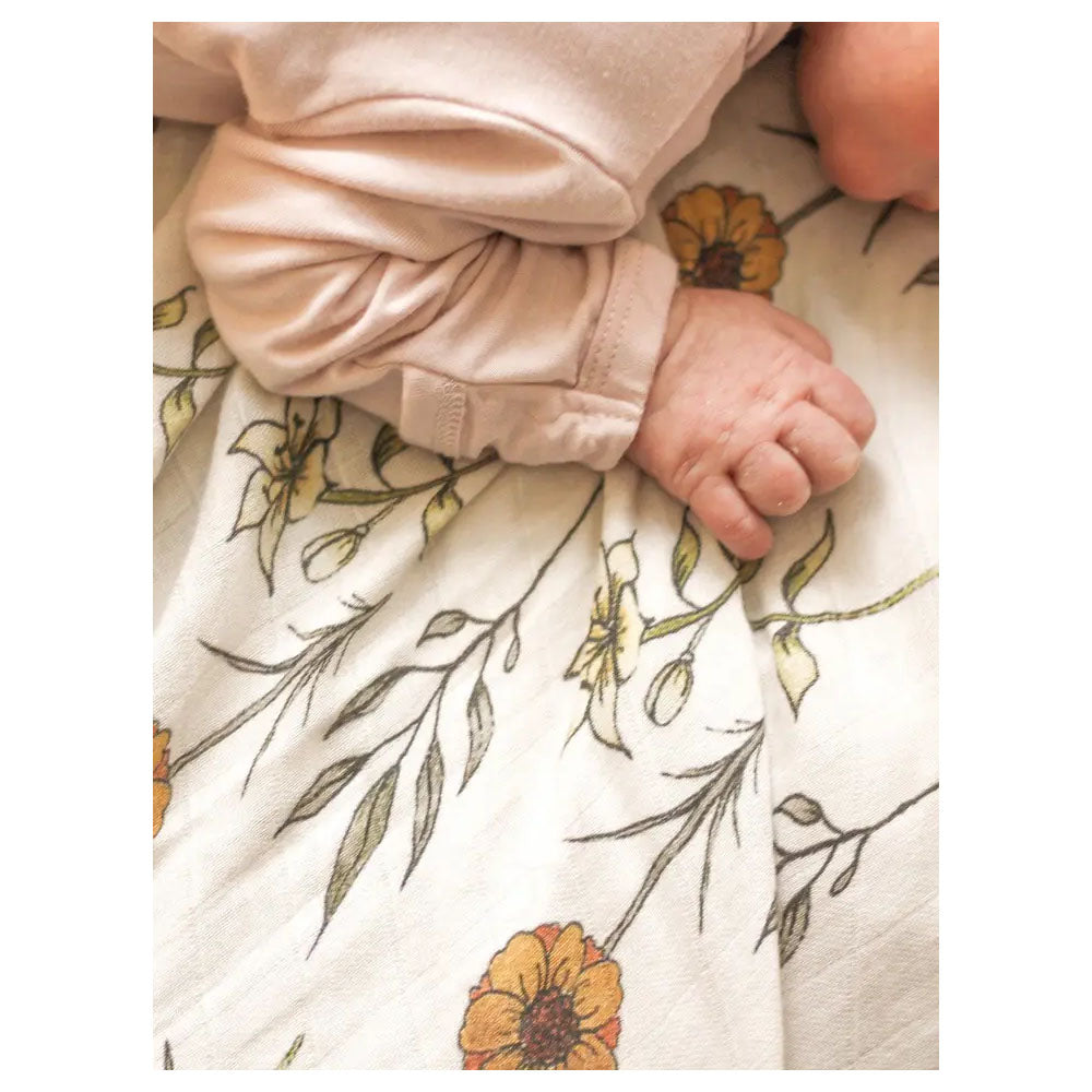 Flowers of the Holy Family Muslin Swaddle Blanket