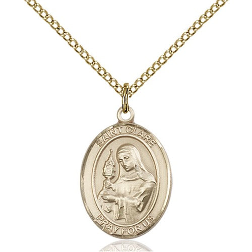 Gold Filled St. Clare of Assisi Pendant w/ Chain