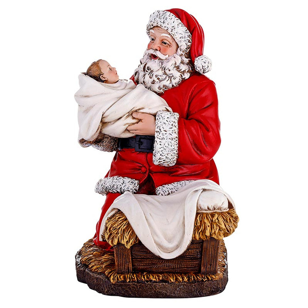 Adoring Santa Nativity Figurine - 9"