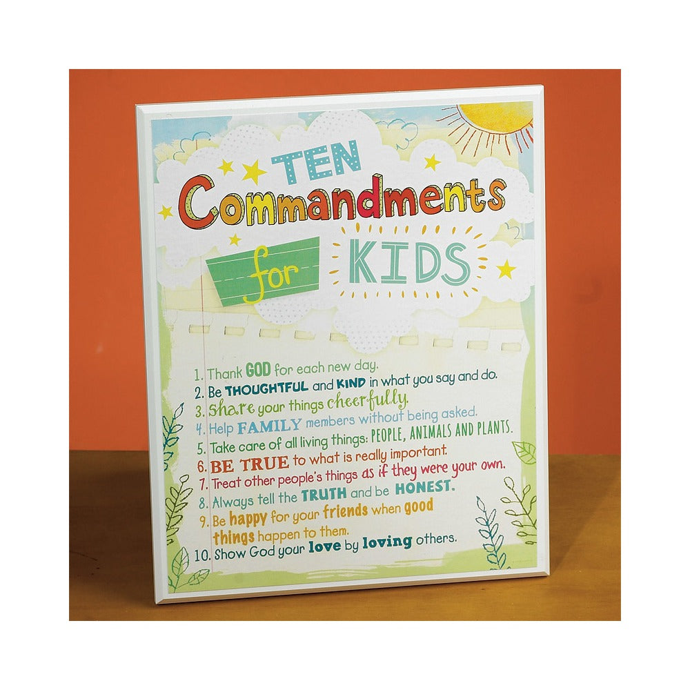 Ten Commandments For Kids Colorful Plaque