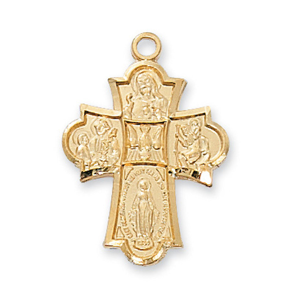 Gold Plated 4-Way Cross Necklace - 18"
